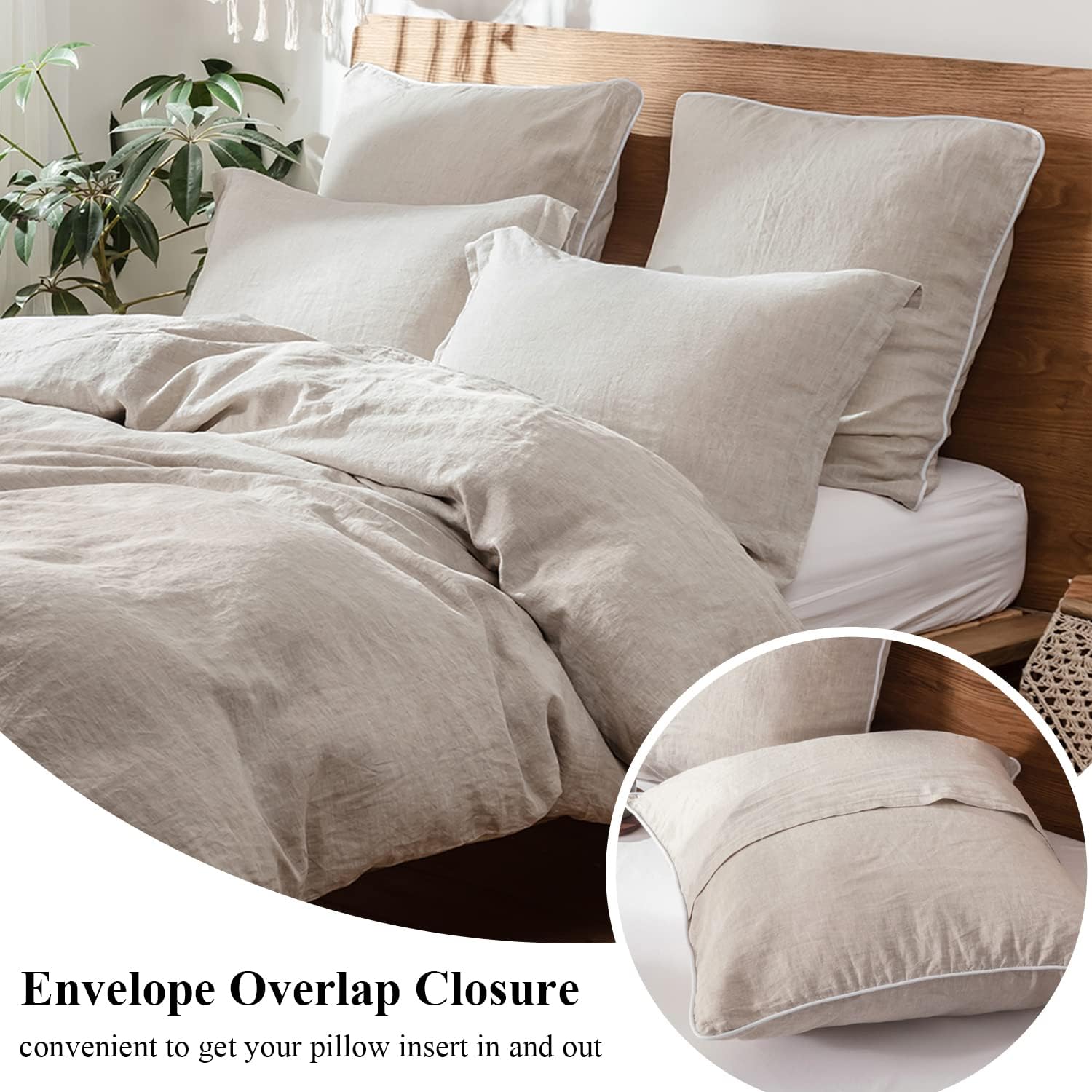 Foto 3 pulgar | Lino Euro Shams Simple&opulence 100% Con Ribete Blanco, 66 X 66 Cm - Venta Internacional.