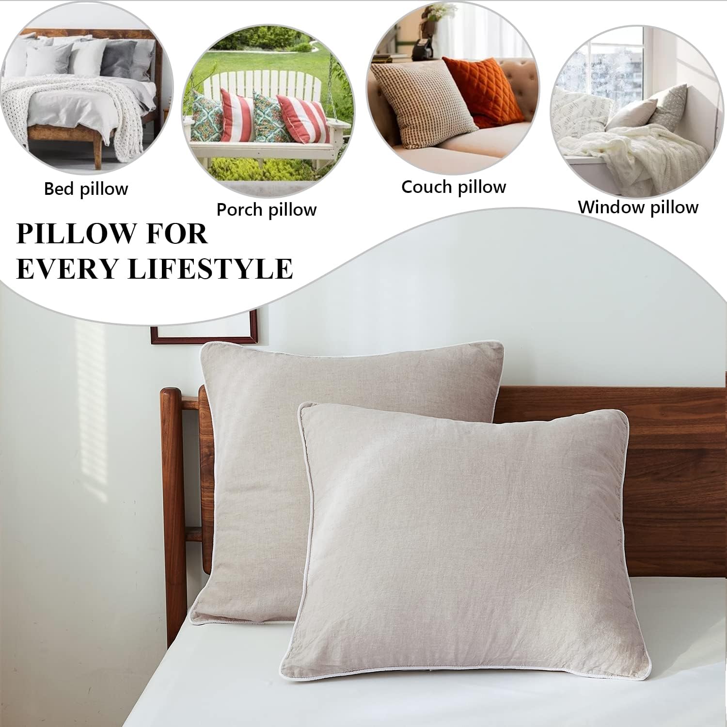 Foto 6 pulgar | Lino Euro Shams Simple&opulence 100% Con Ribete Blanco, 66 X 66 Cm - Venta Internacional.