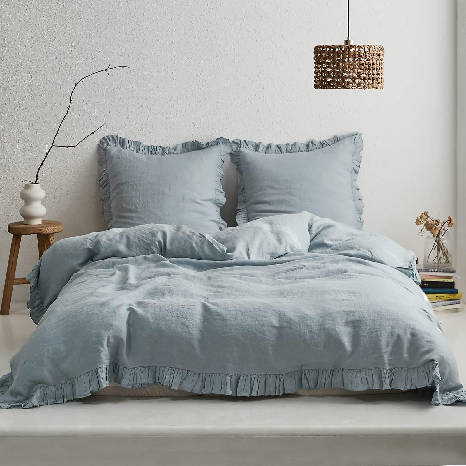 Foto 5 | Fundas Euro Sham Simple&opulence, 100% Lino, 66 X 66 Cm, Color Azul Empolvado - Venta Internacional.