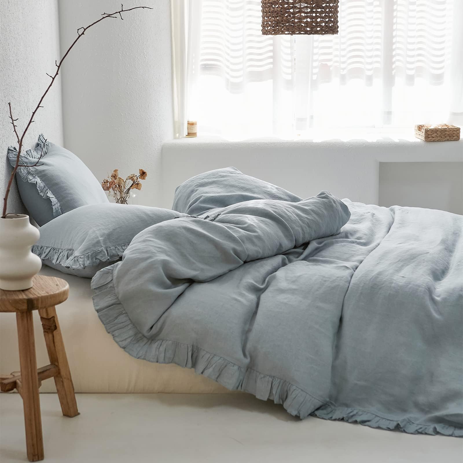Foto 6 | Fundas Euro Sham Simple&opulence, 100% Lino, 66 X 66 Cm, Color Azul Empolvado - Venta Internacional.