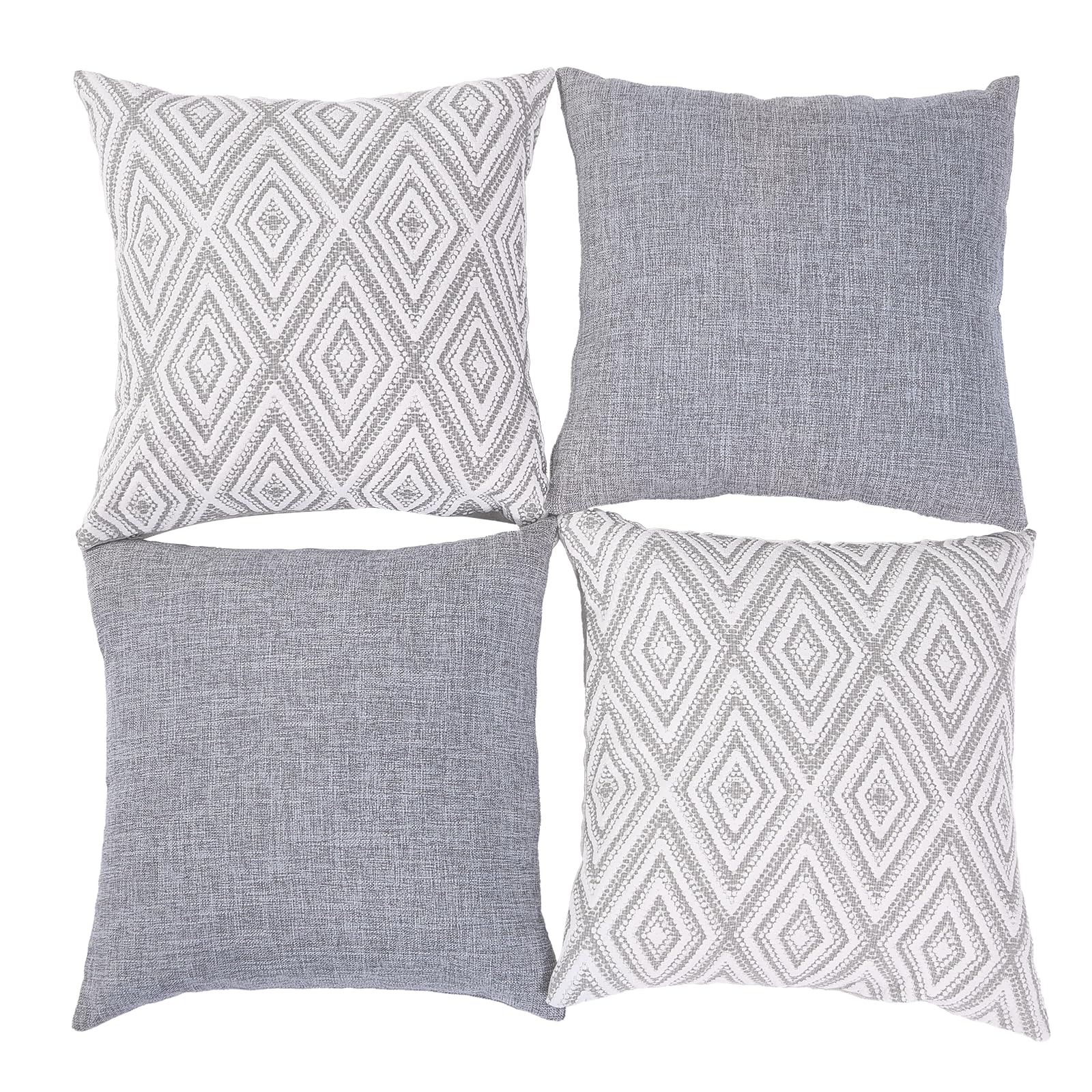 Foto 2 | Juego De 4 Fundas De Cojín Decorativas Hpuk De 50 X 50 Cm, Color Gris - Venta Internacional.