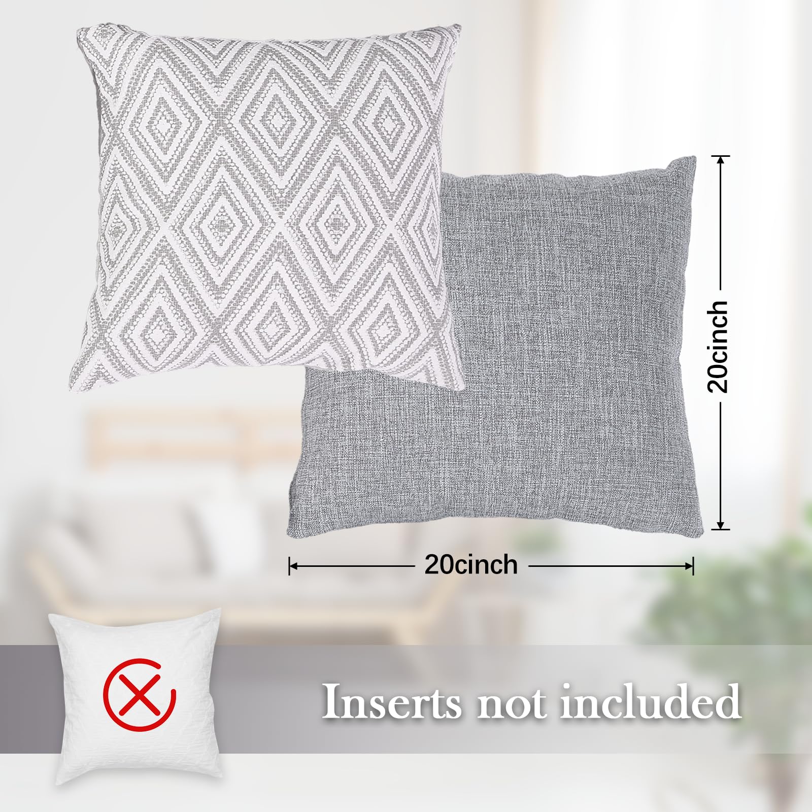 Foto 4 pulgar | Juego De 4 Fundas De Cojín Decorativas Hpuk De 50 X 50 Cm, Color Gris - Venta Internacional.