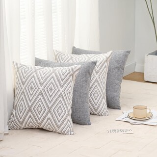 Foto 7 | Juego De 4 Fundas De Cojín Decorativas Hpuk De 50 X 50 Cm, Color Gris - Venta Internacional.
