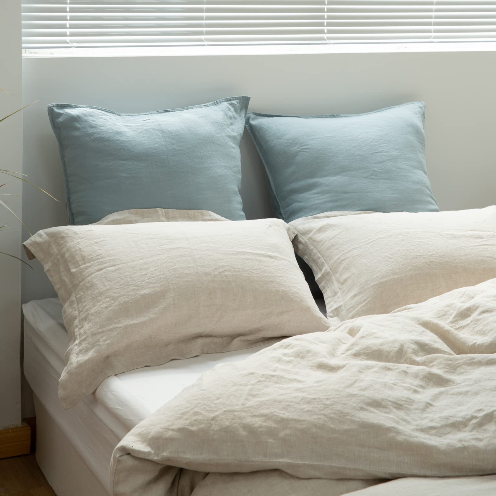Foto 6 | Fundas De Almohada Simple&opulence De Lino Lavado Euro Shams, Color Azul Empolvado - Venta Internacional.