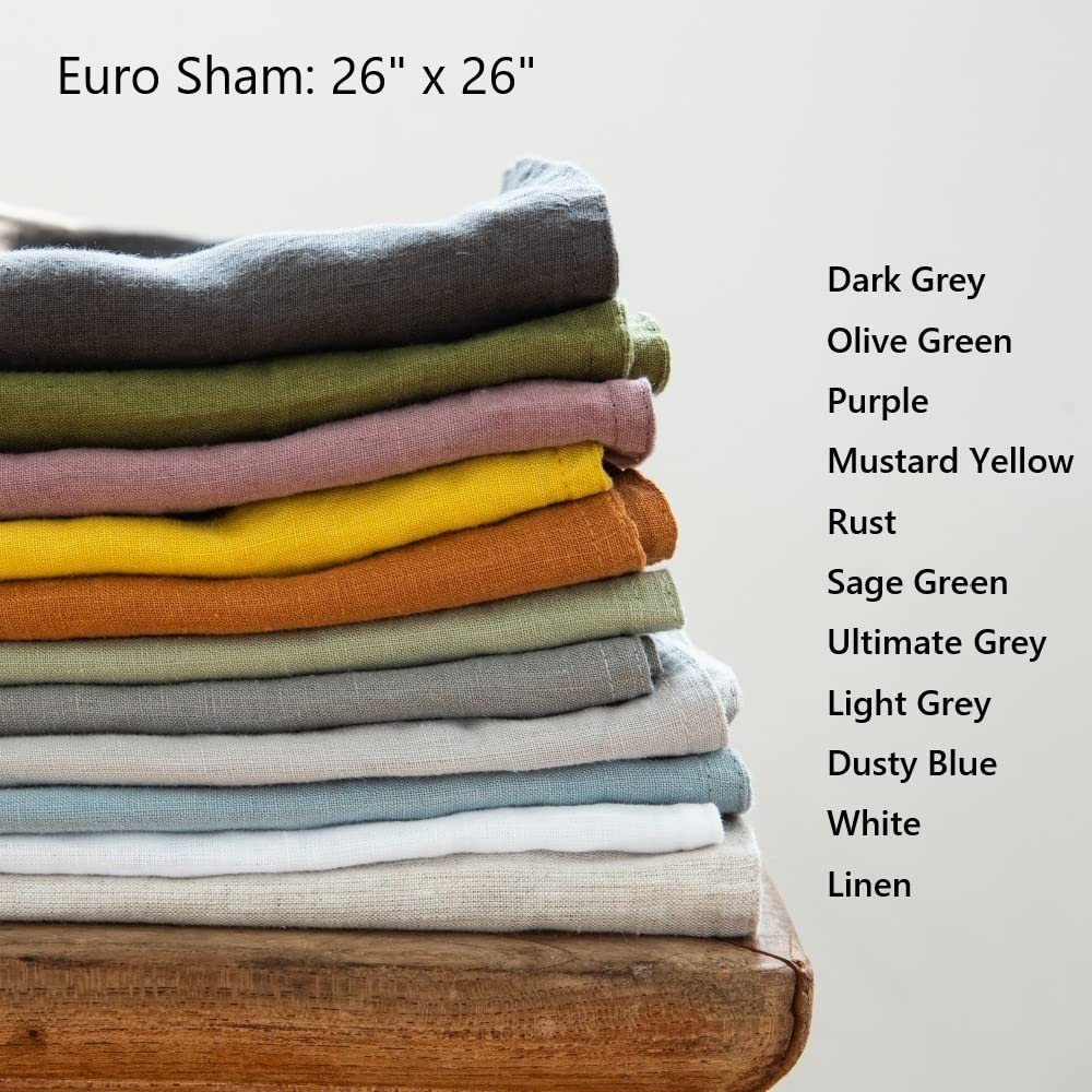 Foto 7 | Fundas De Almohada Simple&opulence De Lino Lavado Euro Shams, Color Azul Empolvado - Venta Internacional.