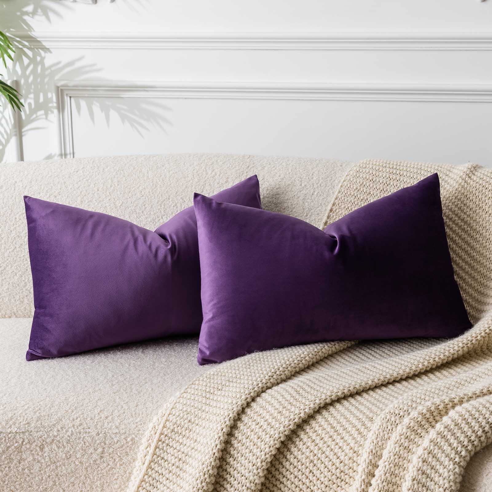 Fundas De Almohada Juspurbet De Terciopelo Morado De 40 X 60 Cm, Paquete De 2 - Venta Internacional.