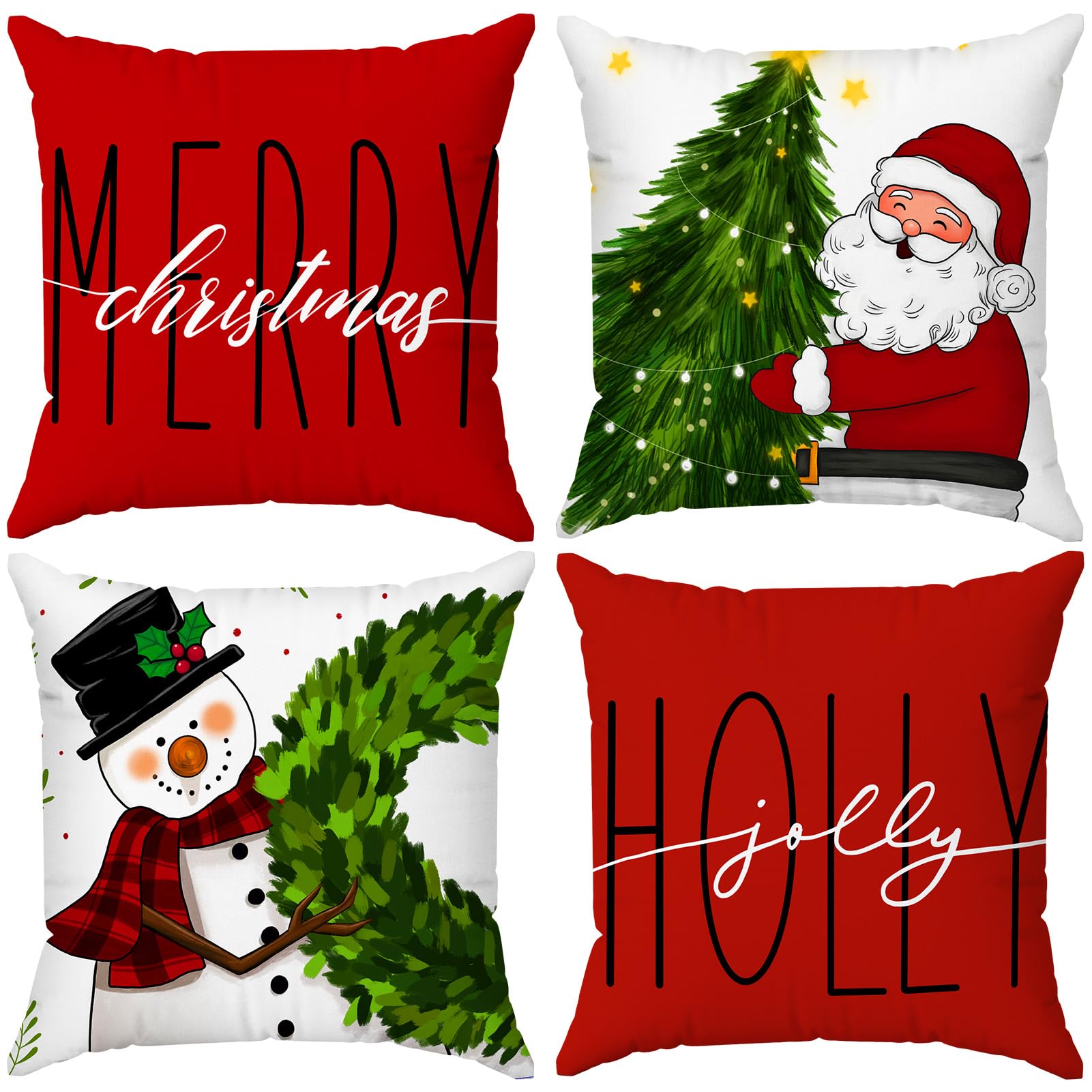 Juego de 4 Fundas de Almohada Brightown Red Christmas 45 x 45 cm - Venta Internacional