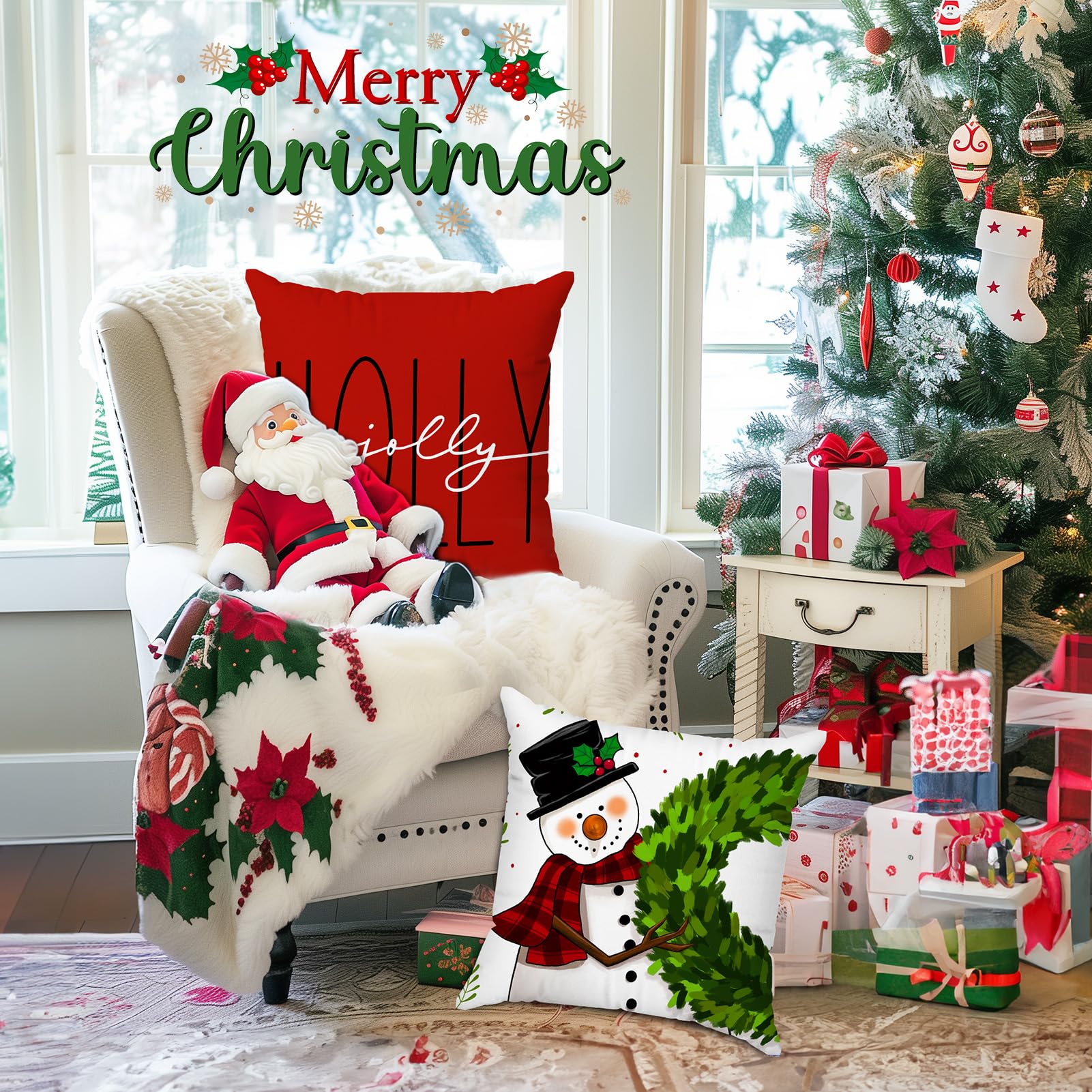 Foto 4 pulgar | Juego de 4 Fundas de Almohada Brightown Red Christmas 45 x 45 cm - Venta Internacional