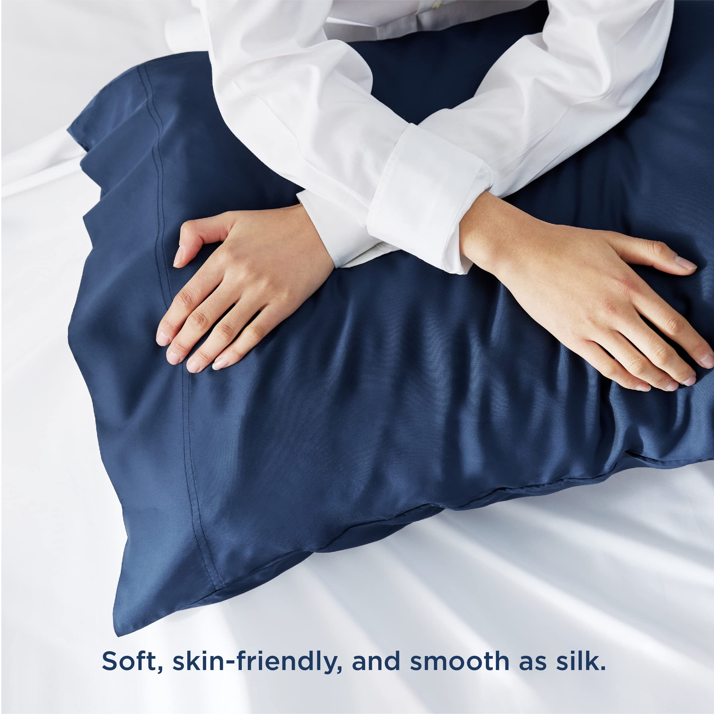 Foto 5 pulgar | Juego De 2 Fundas De Almohada Bedsure Cooling Queen Size, Color Azul Marino - Venta Internacional.