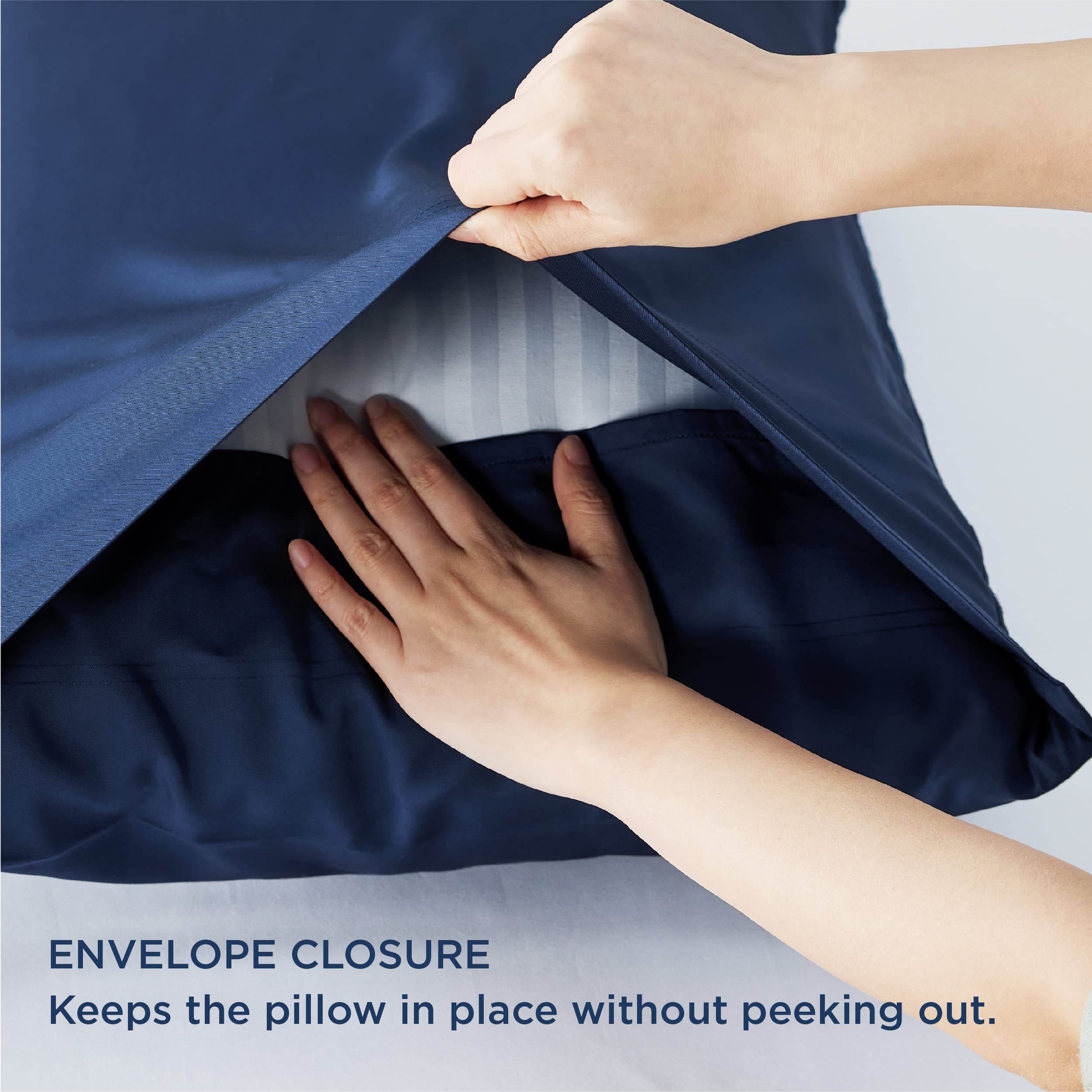 Foto 8 pulgar | Juego De 2 Fundas De Almohada Bedsure Cooling Queen Size, Color Azul Marino - Venta Internacional.