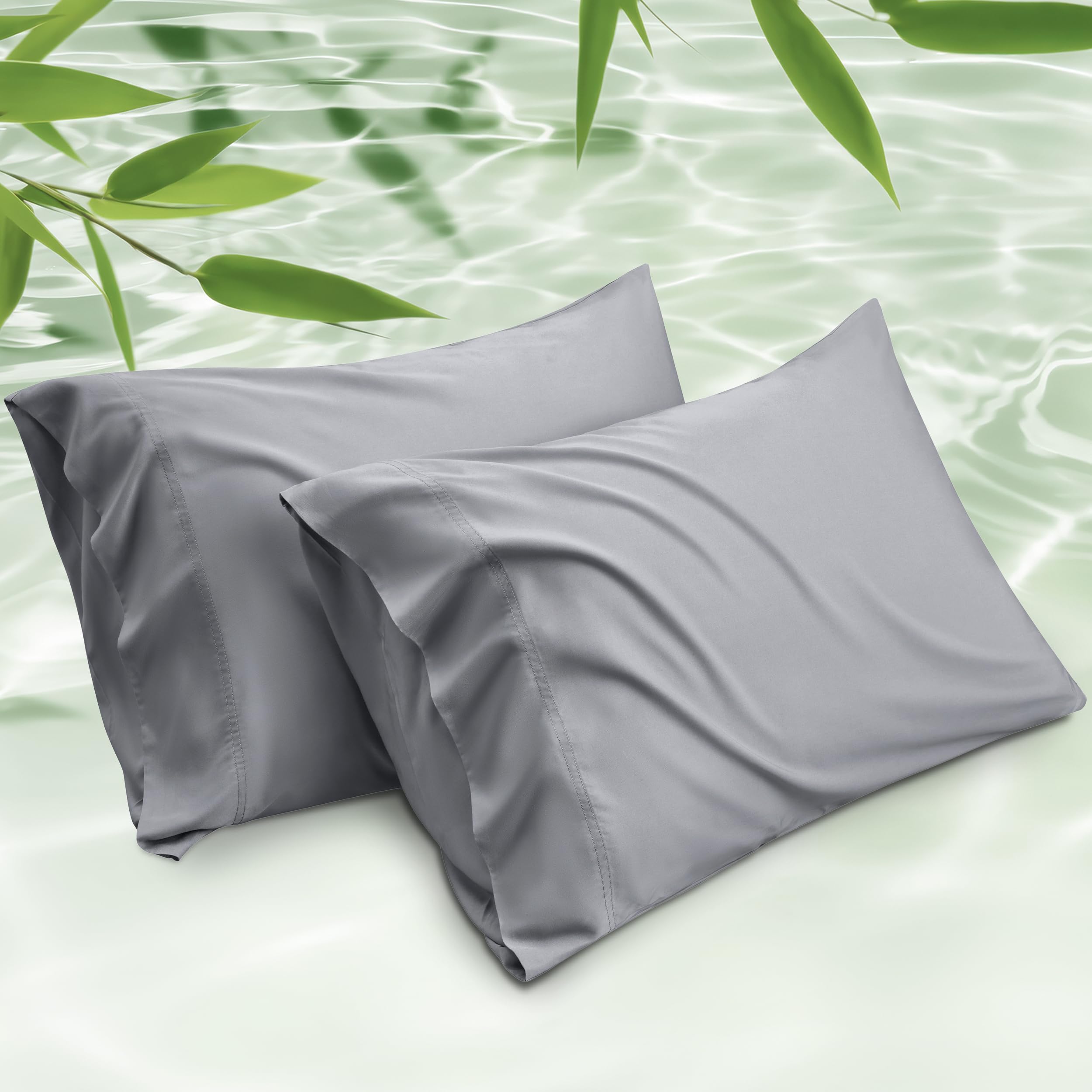 Fundas De Almohada Bedsure King Size, Rayón, Bambú, Plata Y Gris - Venta Internacional.