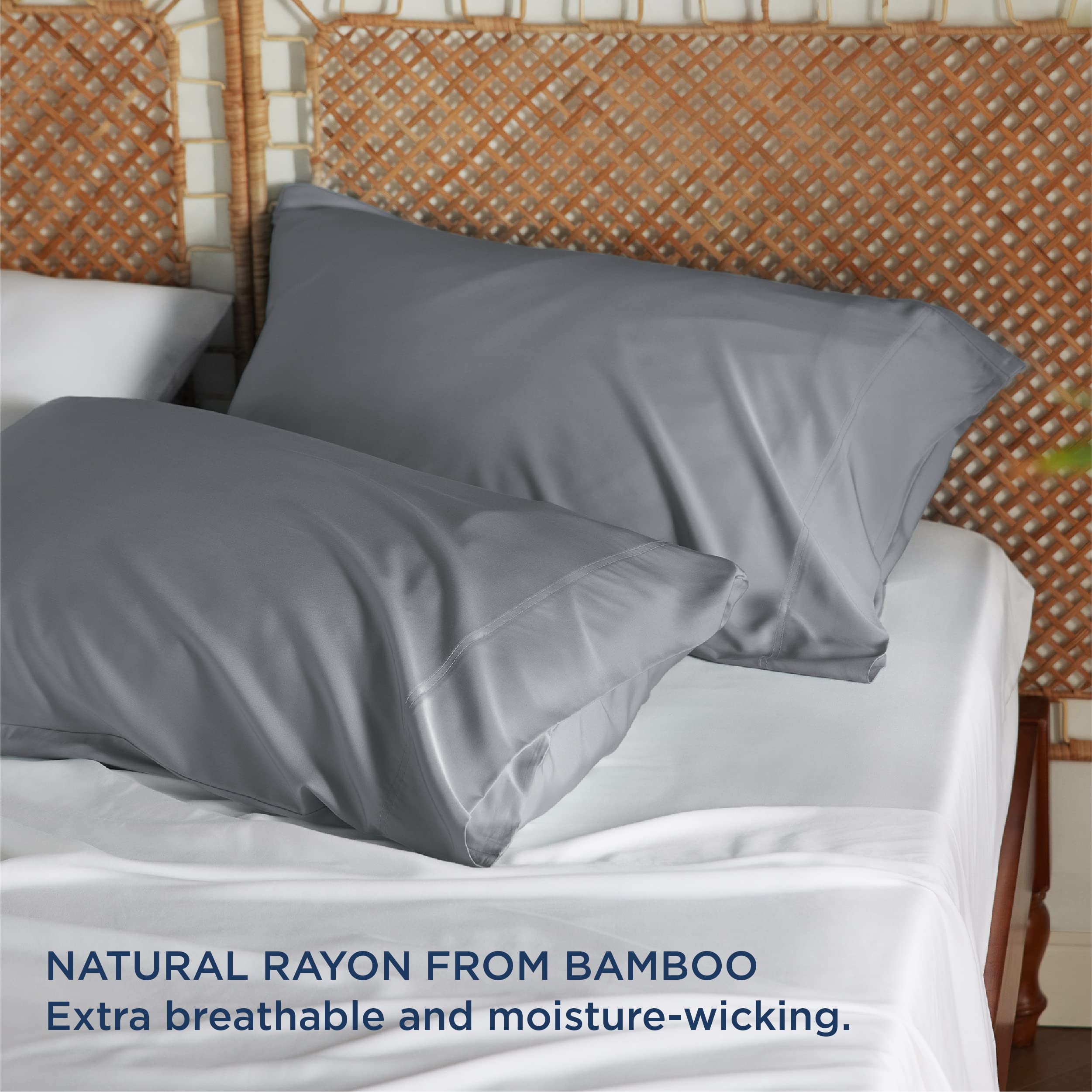 Foto 3 | Fundas De Almohada Bedsure King Size, Rayón, Bambú, Plata Y Gris - Venta Internacional.