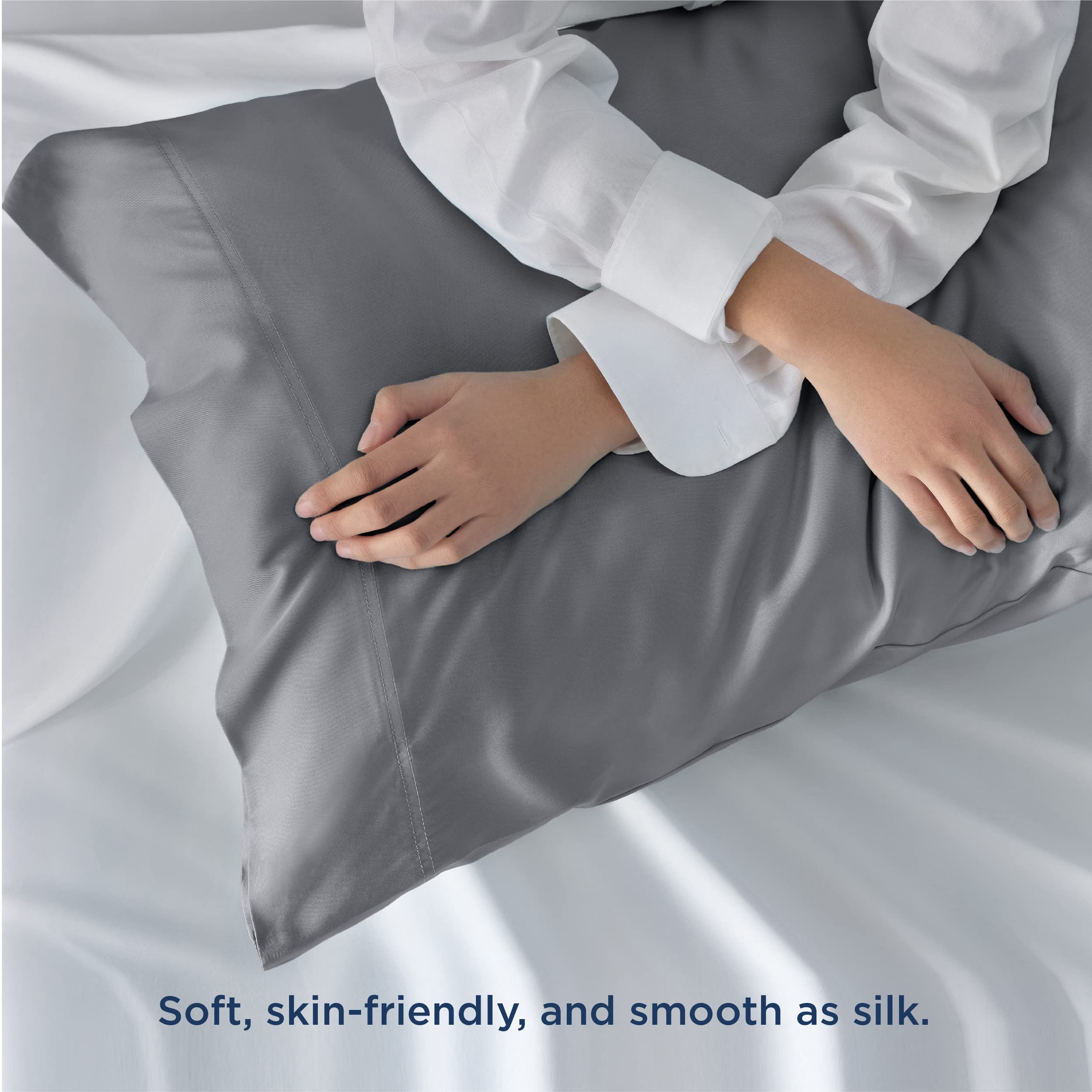 Foto 5 pulgar | Fundas De Almohada Bedsure King Size, Rayón, Bambú, Plata Y Gris - Venta Internacional.