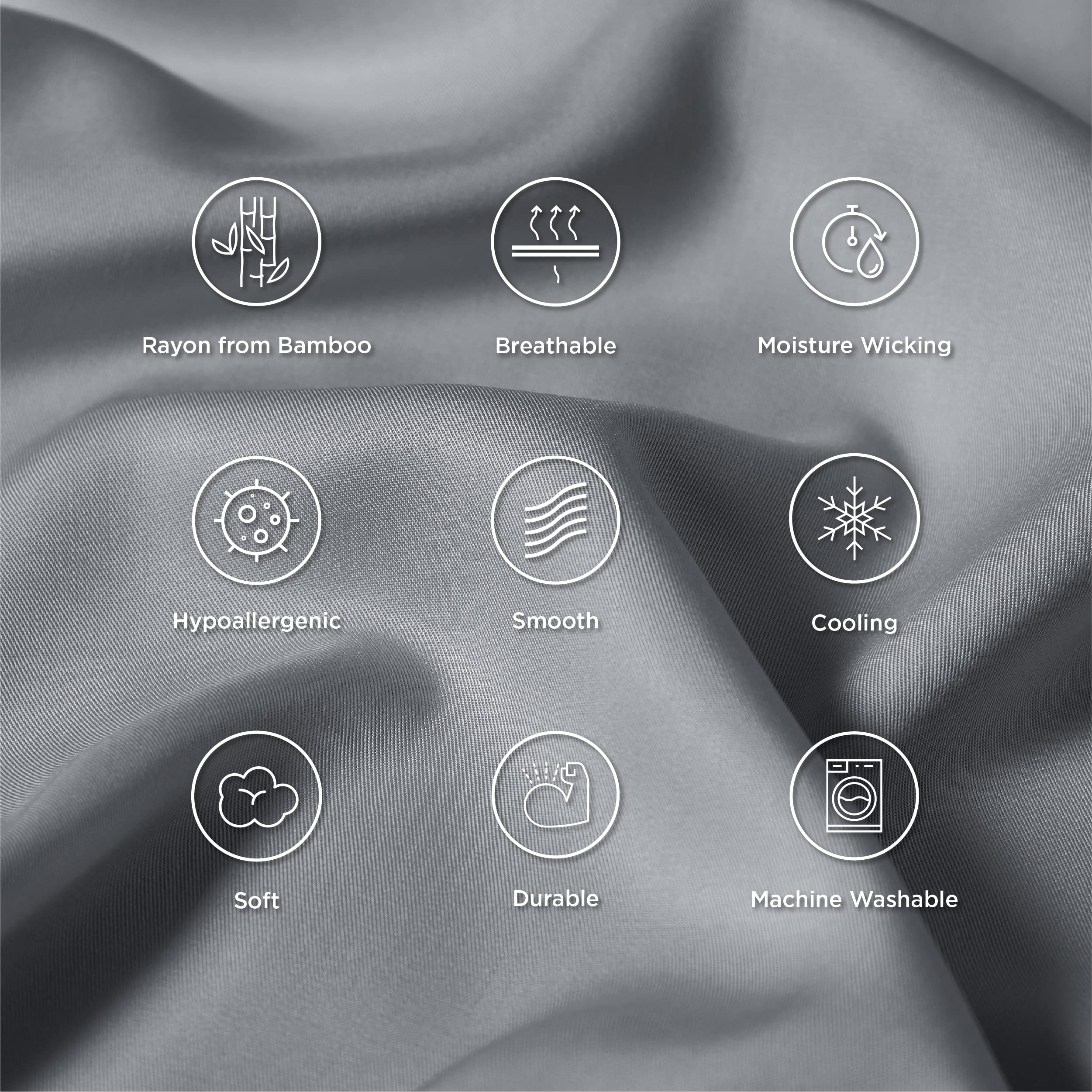 Foto 7 pulgar | Fundas De Almohada Bedsure King Size, Rayón, Bambú, Plata Y Gris - Venta Internacional.