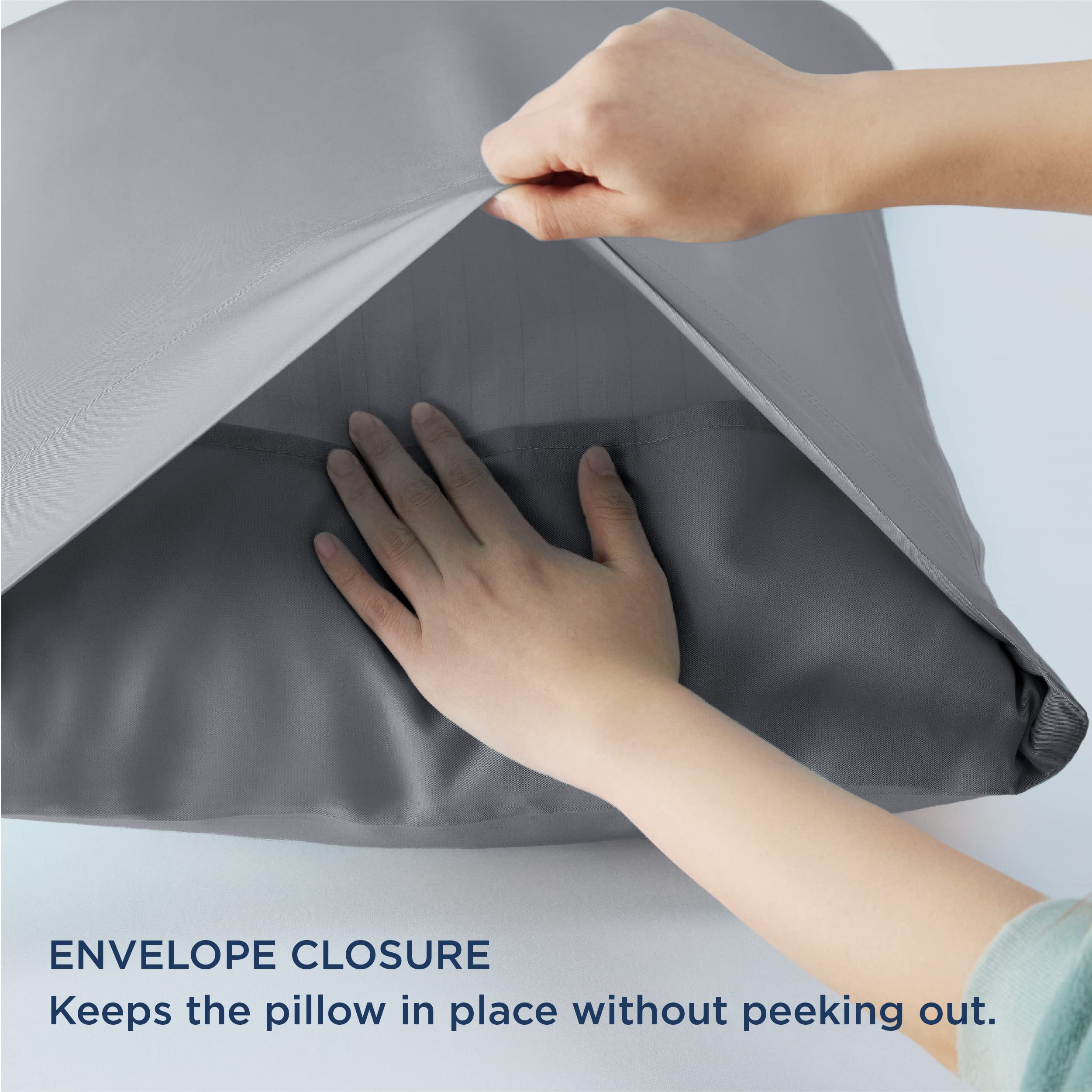 Foto 8 pulgar | Fundas De Almohada Bedsure King Size, Rayón, Bambú, Plata Y Gris - Venta Internacional.