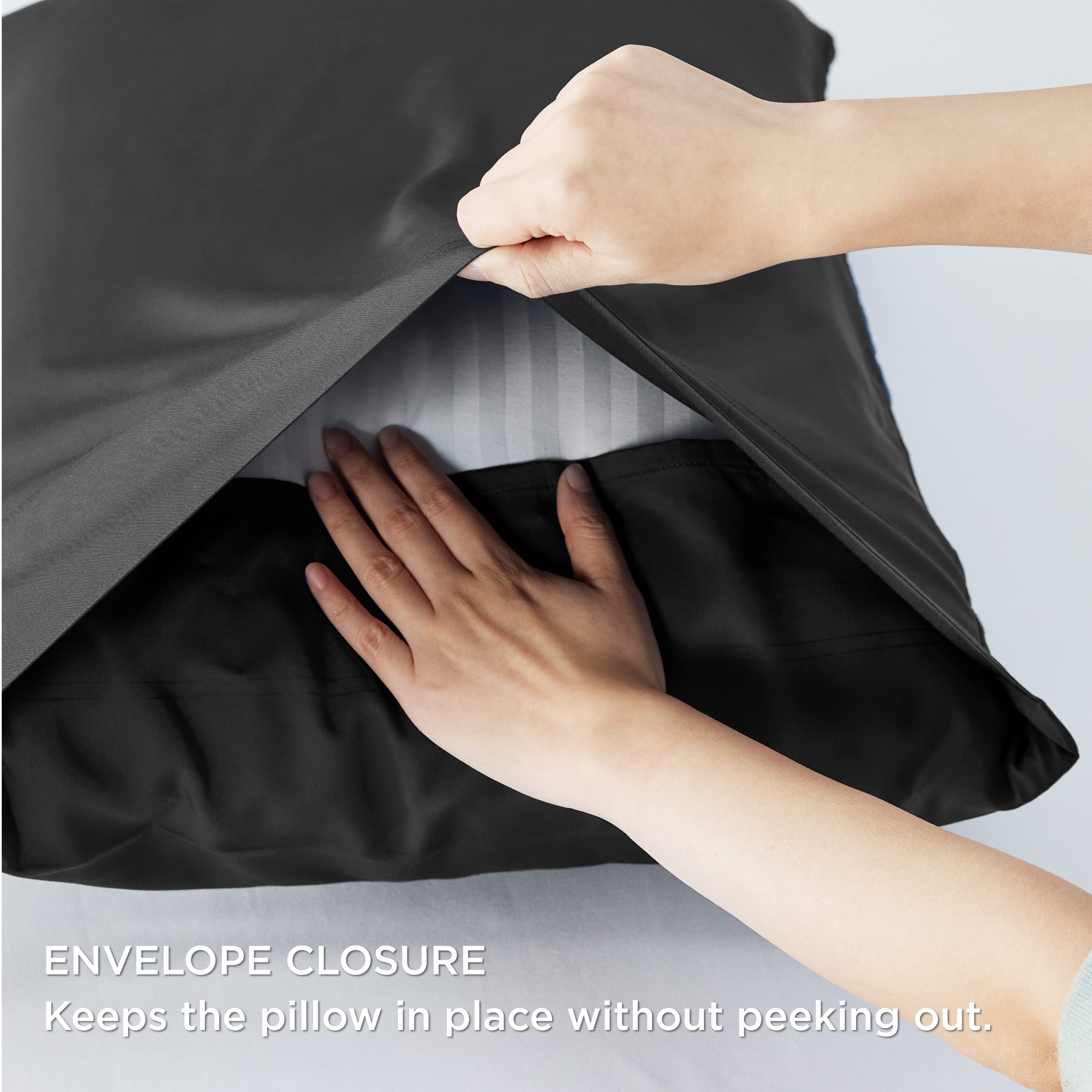 Foto 8 pulgar | Juego De 2 Fundas De Almohada Bedsure Cooling Queen Size, Color Negro - Venta Internacional.