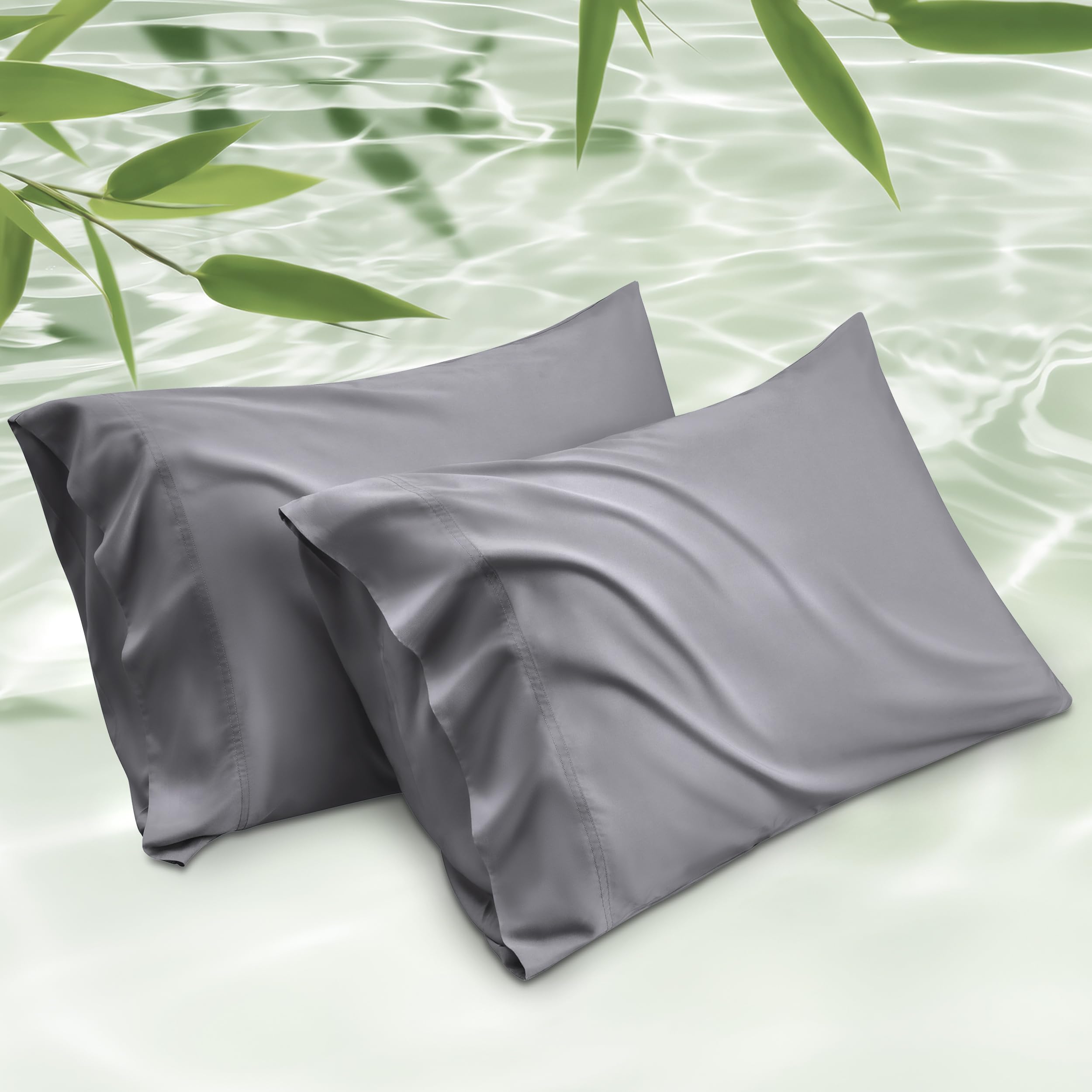 Fundas De Almohada Bedsure Cooling, Tamaño Estándar, Paquete De 2, Color Gris Oscuro - Venta Internacional.