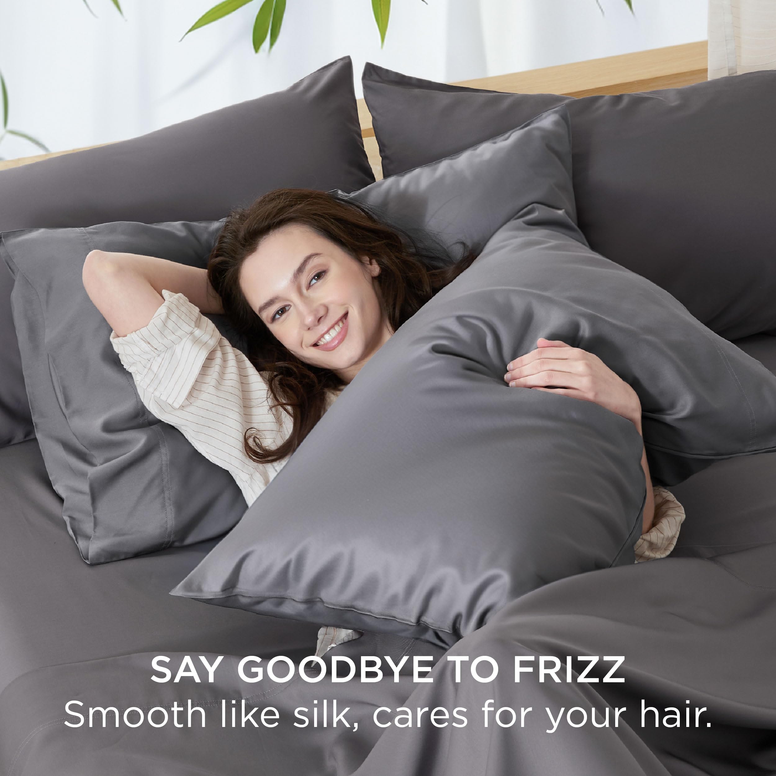 Foto 4 | Fundas De Almohada Bedsure Cooling, Tamaño Estándar, Paquete De 2, Color Gris Oscuro - Venta Internacional.