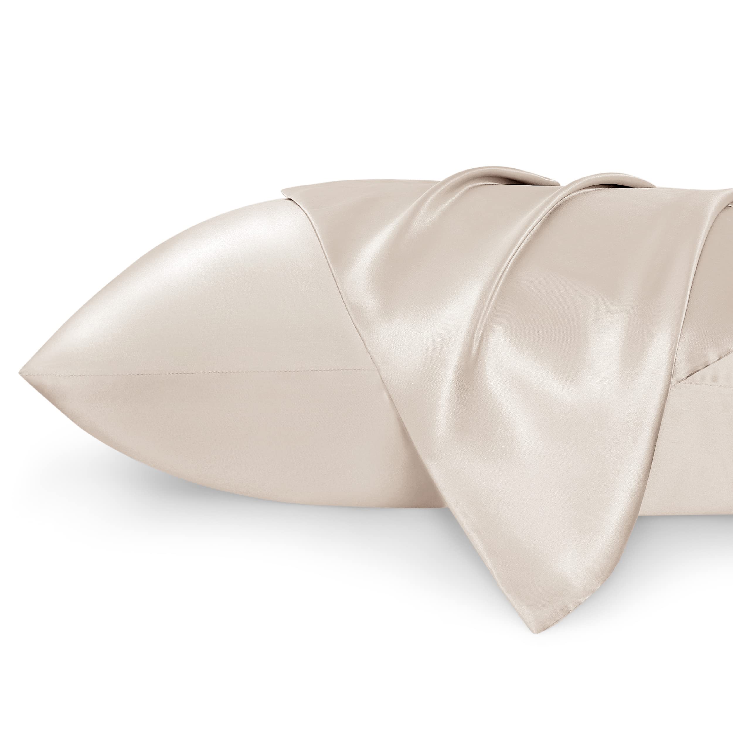 Juego De Fundas De Almohada Bedsure, Tamaño King, Beige Satinado, 20 X 36 Pulgadas - Venta Internacional.
