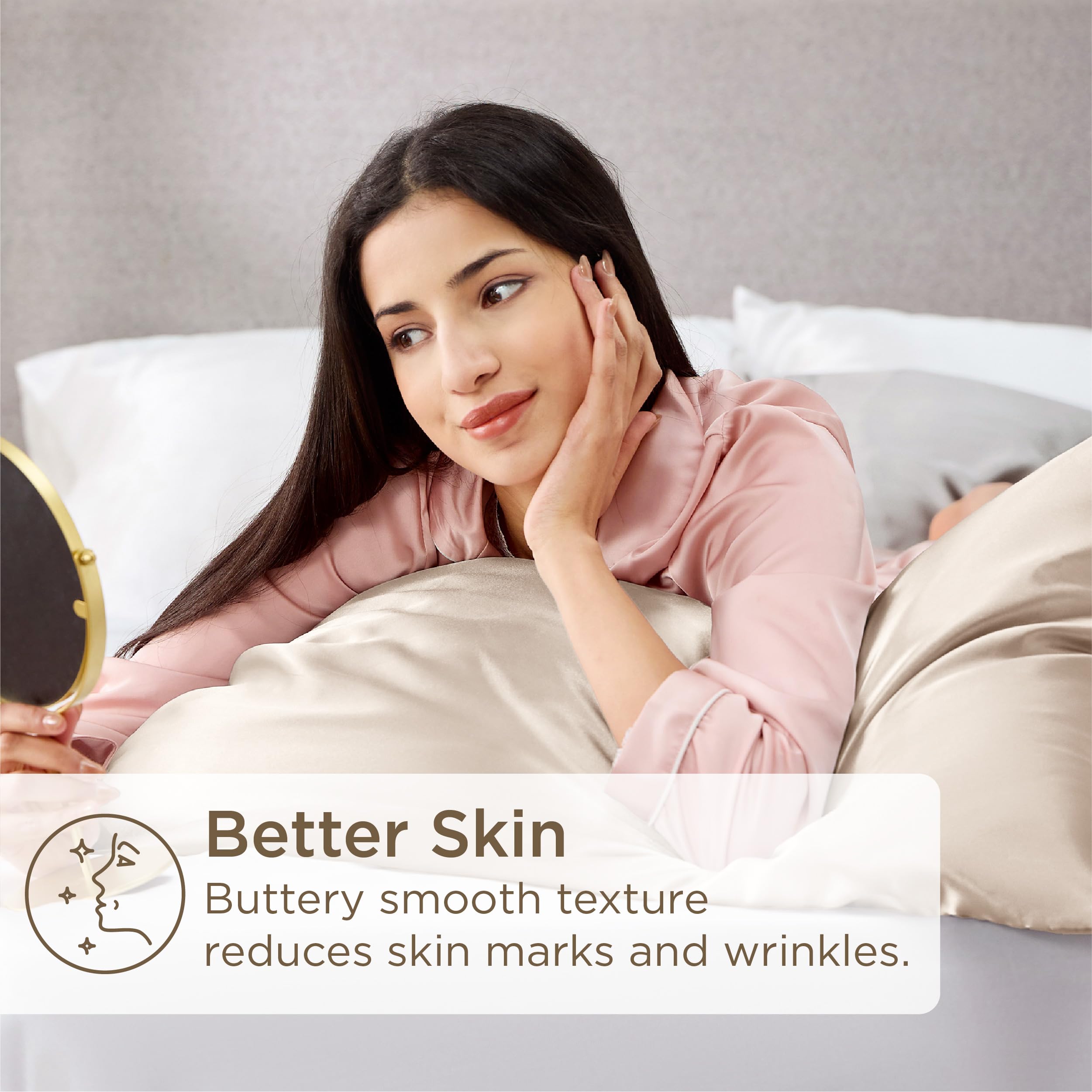 Foto 5 pulgar | Juego De Fundas De Almohada Bedsure, Tamaño King, Beige Satinado, 20 X 36 Pulgadas - Venta Internacional.
