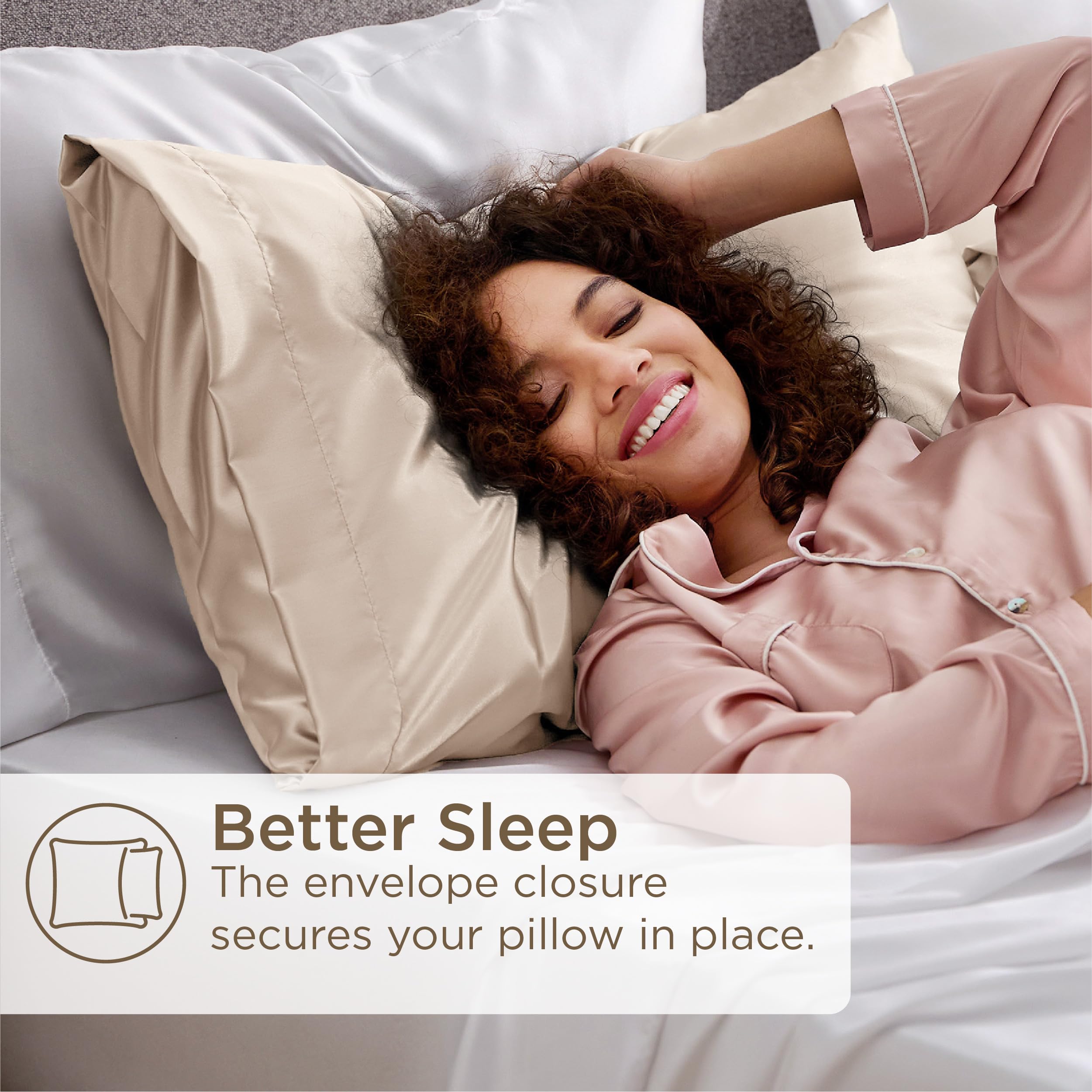 Foto 6 pulgar | Juego De Fundas De Almohada Bedsure, Tamaño King, Beige Satinado, 20 X 36 Pulgadas - Venta Internacional.