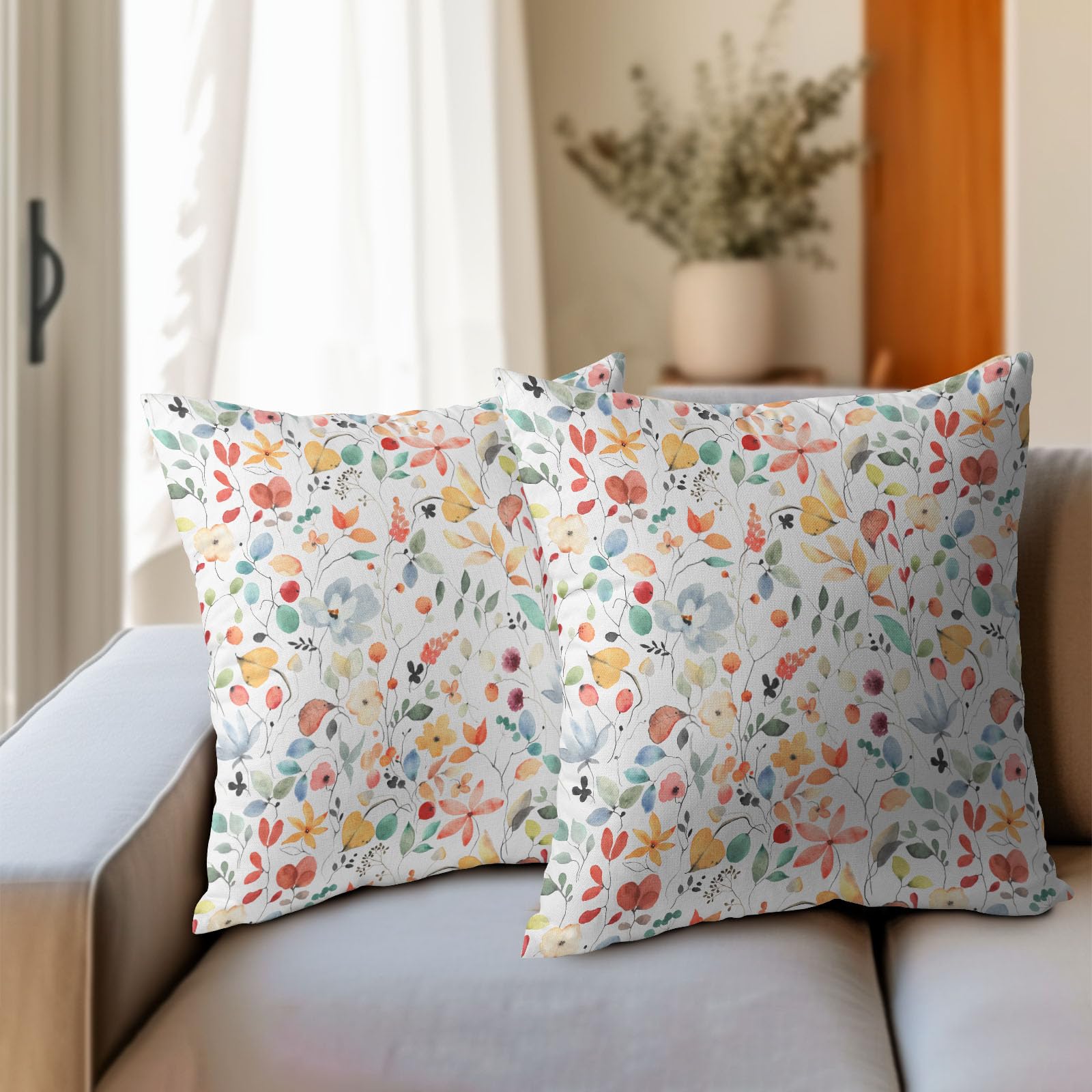 Foto 6 | Funda De Almohada Sweetshow Para Primavera Y Verano, Diseño Floral, 45 X 45 Cm, Juego De 2 - Venta Internacional.