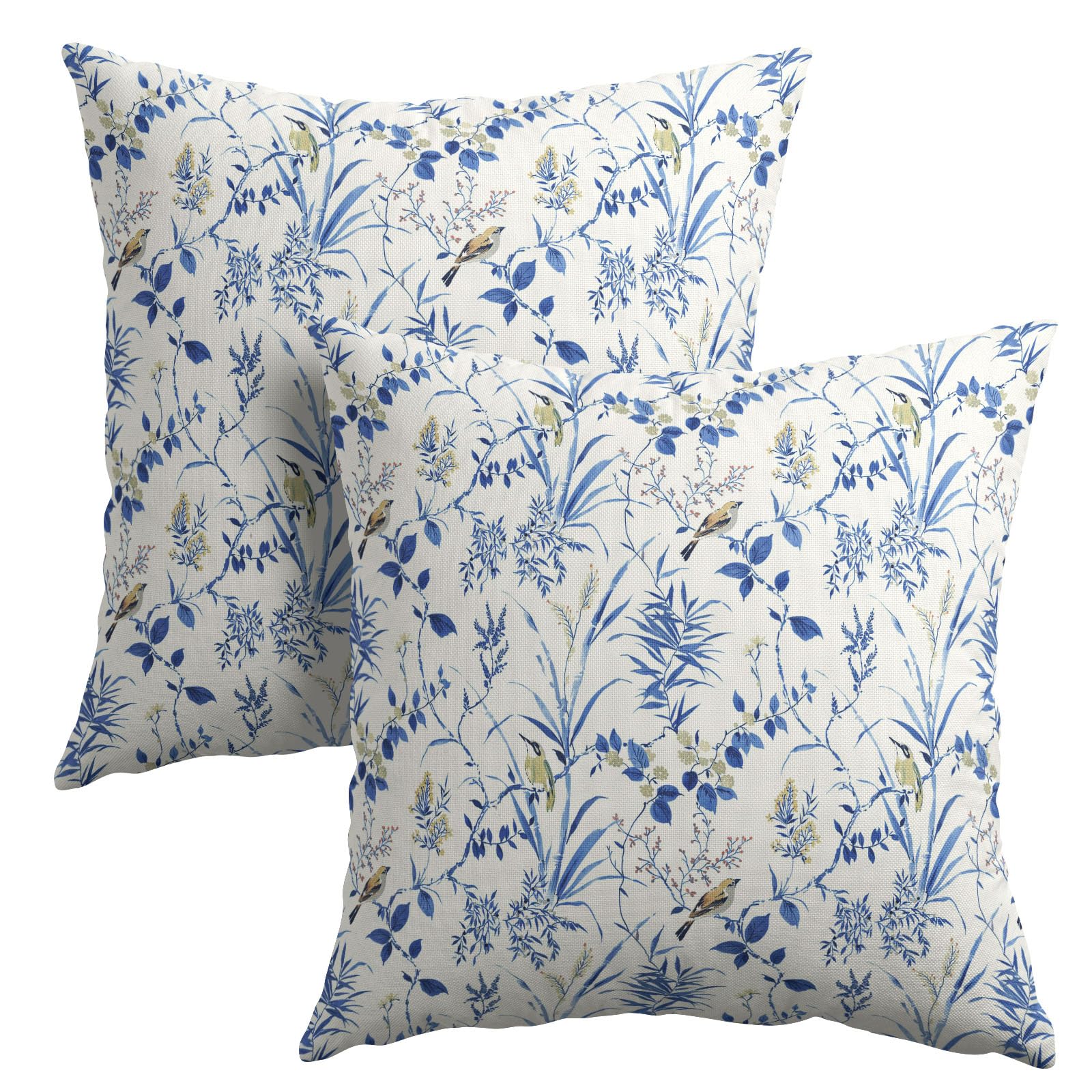 Funda De Almohada Sweetshow Spring Blue Leaf, 45 X 45 Cm, Juego De 2 - Venta Internacional.