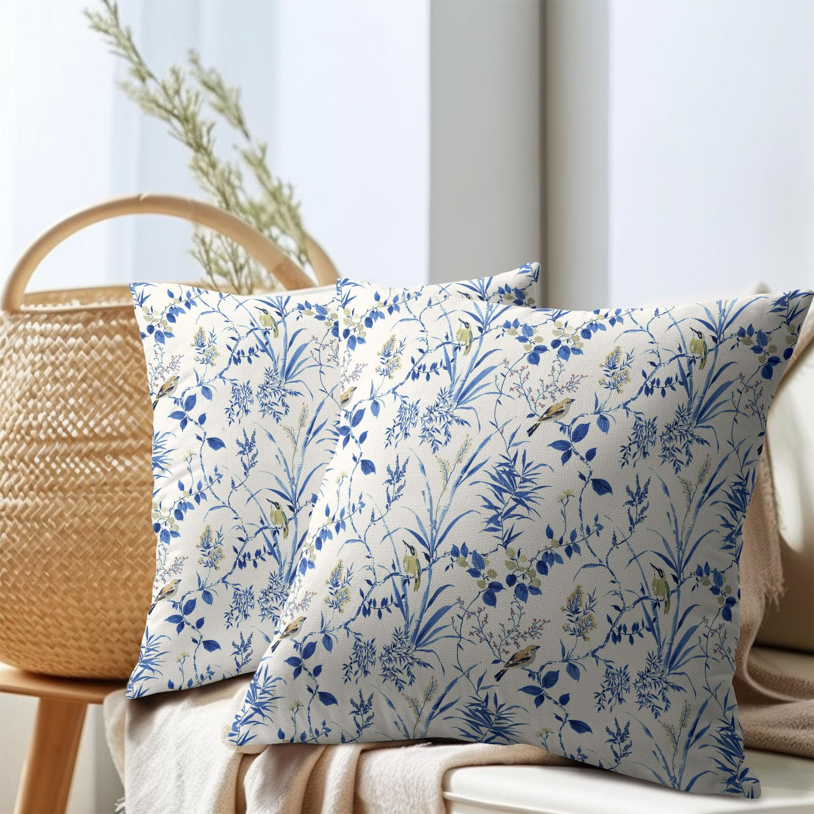 Foto 7 | Funda De Almohada Sweetshow Spring Blue Leaf, 45 X 45 Cm, Juego De 2 - Venta Internacional.