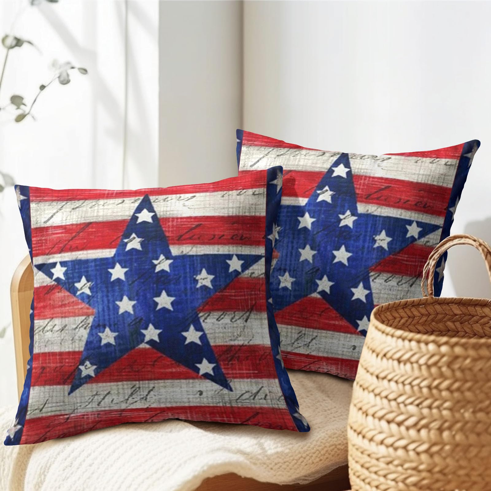 Foto 6 pulgar | Funda De Almohada Sweetshow 4 Of July Patriotic, 50 X 50 Cm, Juego De 2 - Venta Internacional.