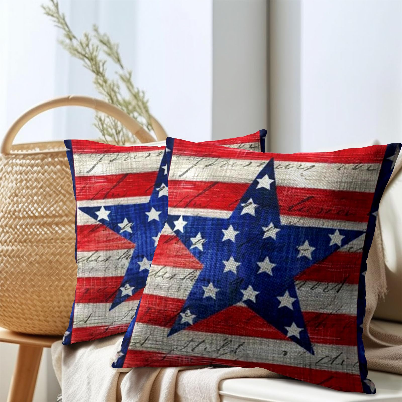 Foto 8 pulgar | Funda De Almohada Sweetshow 4 Of July Patriotic, 45 X 45 Cm, Juego De 2 - Venta Internacional.