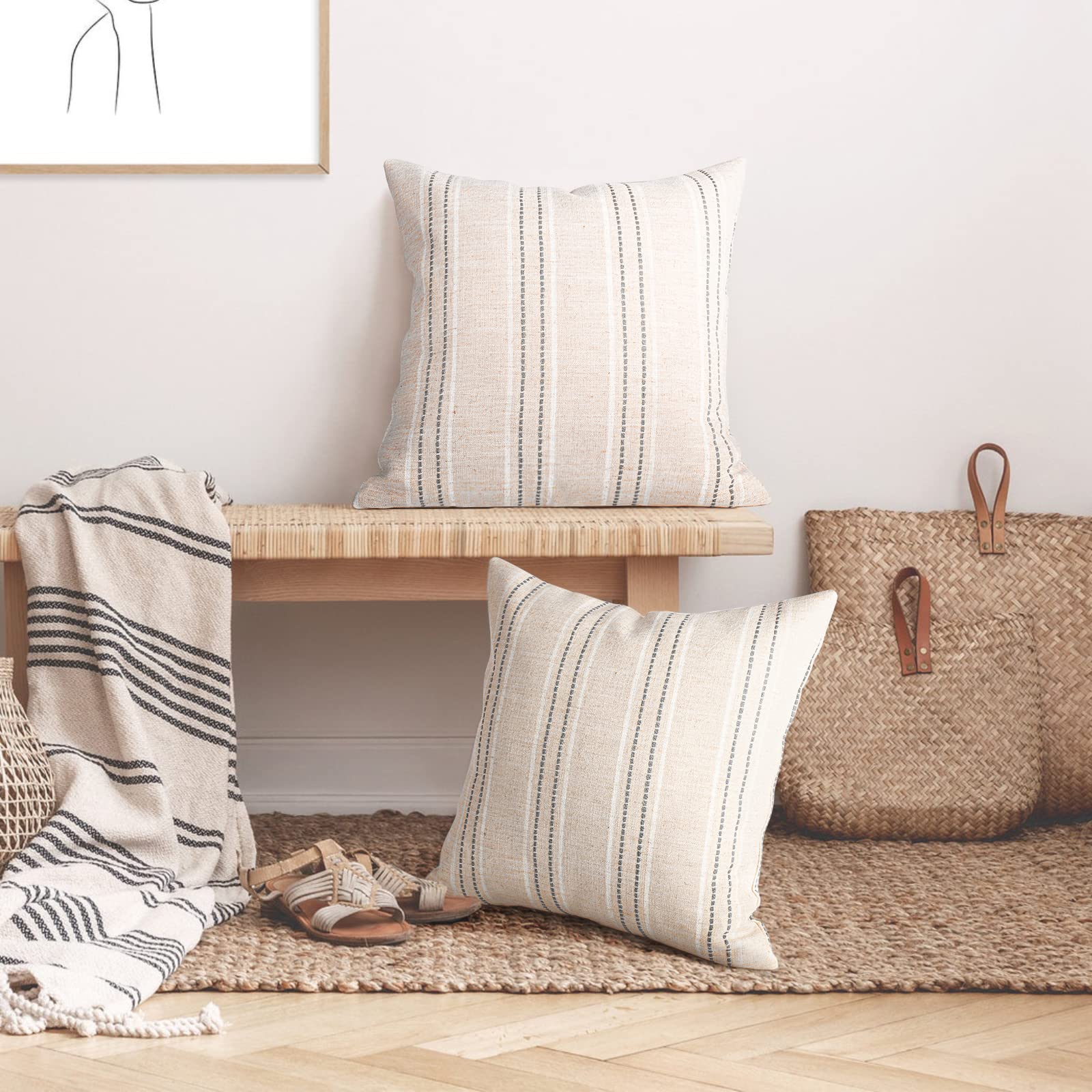 Foto 5 | Fundas De Cojín Aels Decorativas De Lino De Granja, 50 X 50 Cm - Venta Internacional.