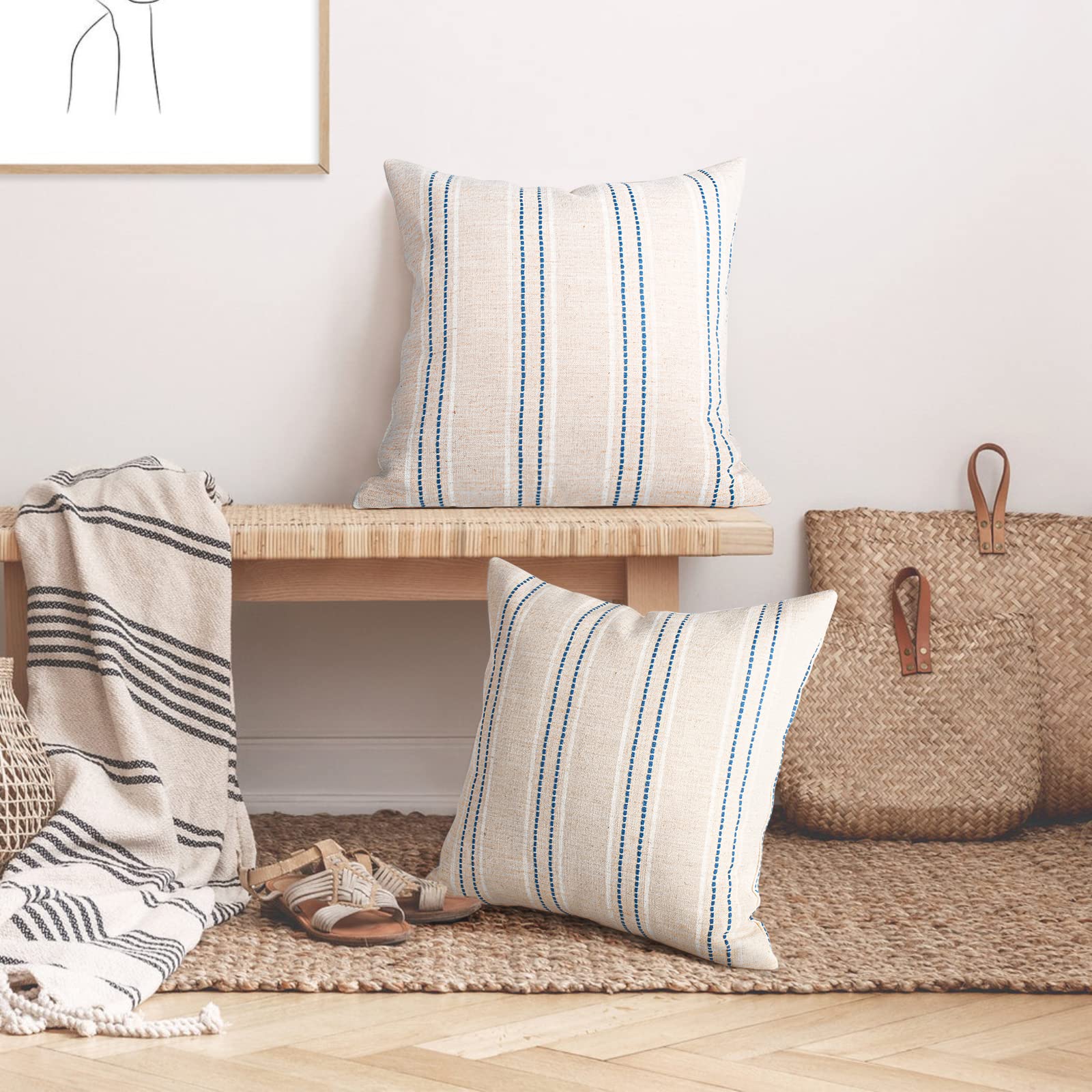 Foto 5 | Fundas De Cojín Aels Decorativas De Lino De Granja, 50 X 50 Cm - Venta Internacional.
