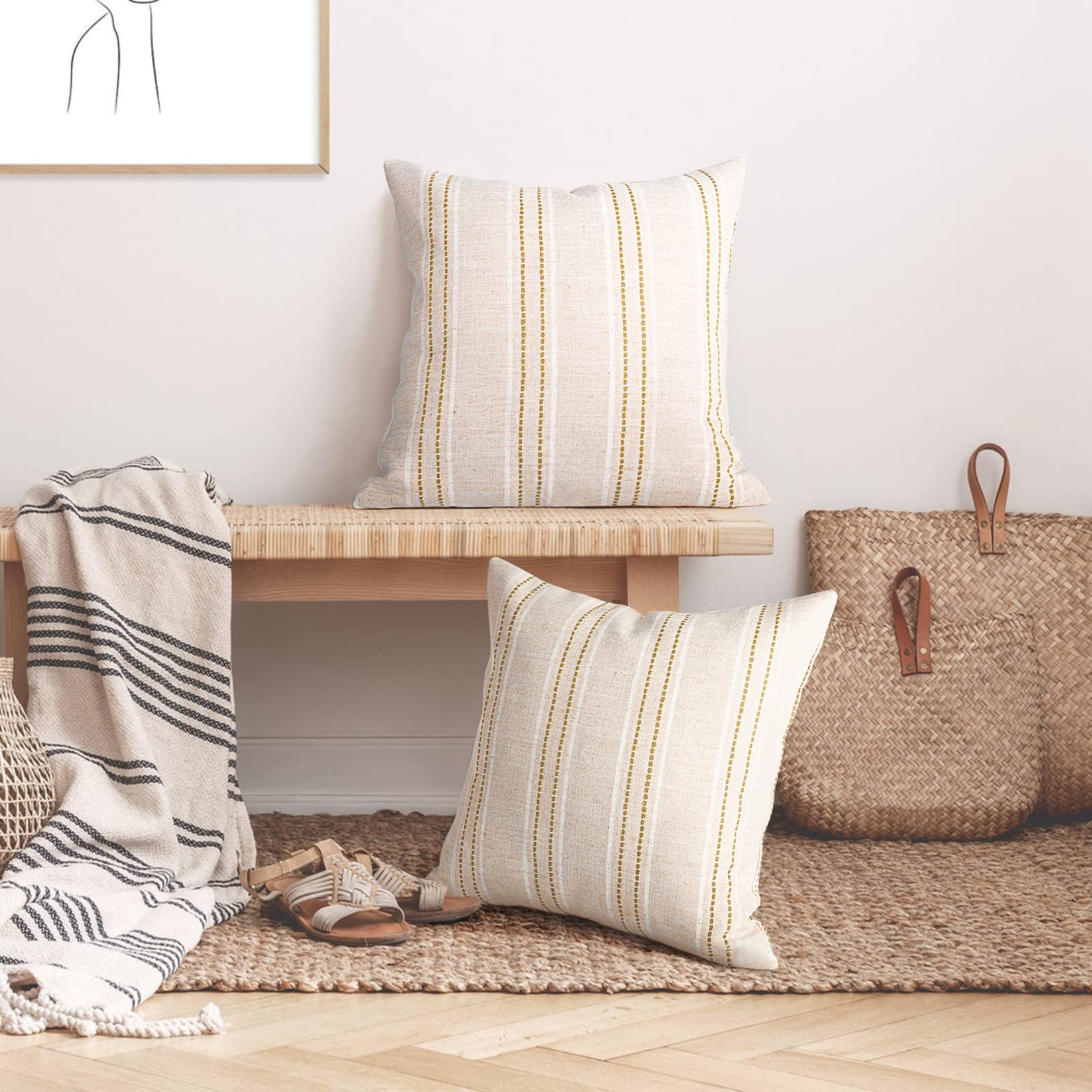 Foto 5 | Fundas De Cojín Aels Decorativas De Lino De Granja, 50 X 50 Cm - Venta Internacional.