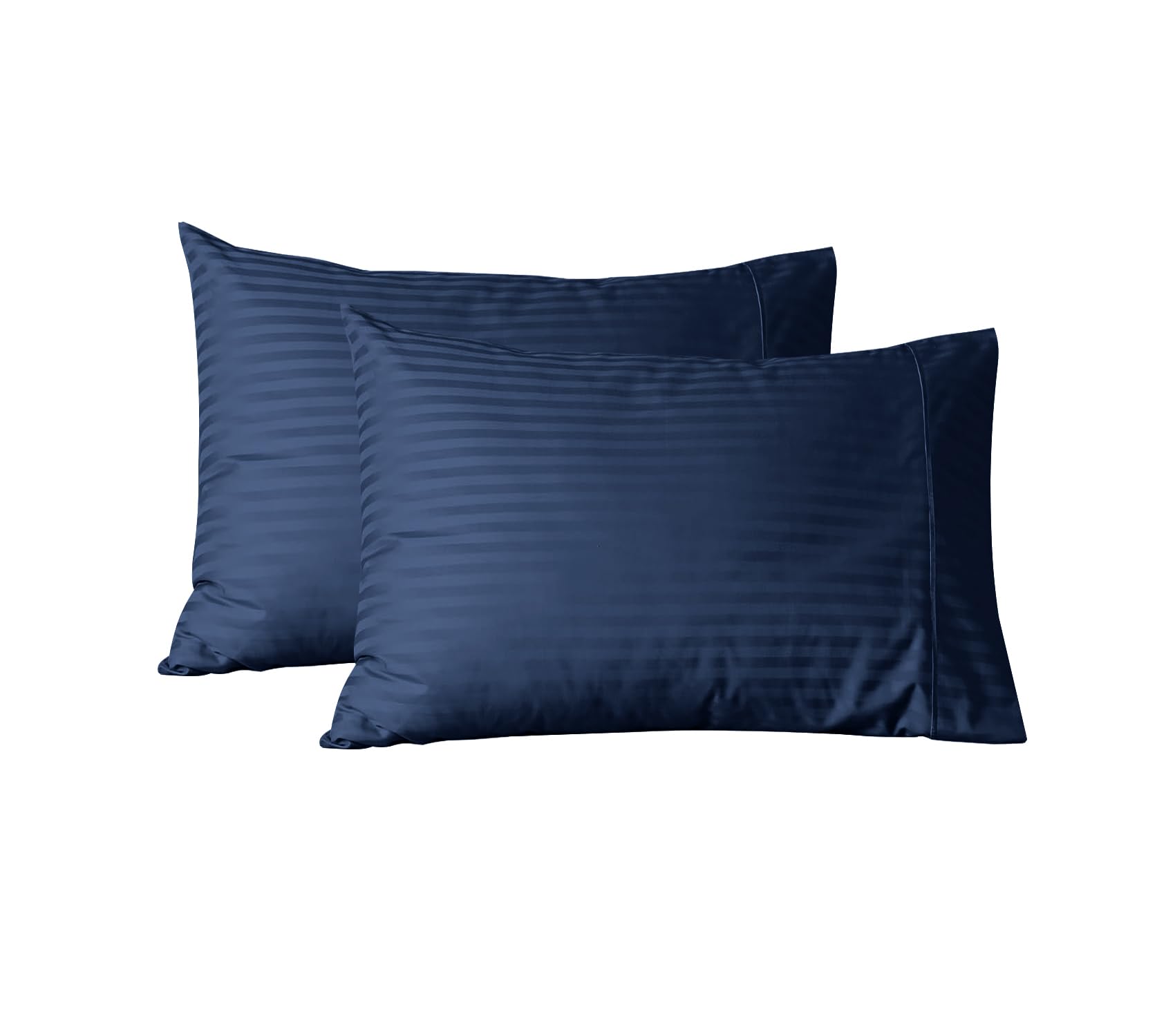 Foto 2 | Juego De Fundas De Almohada Feather & Stitch, 100% Algodón, 500 Hilos, 2 Unidades, Azul Oscuro - Venta Internacional.