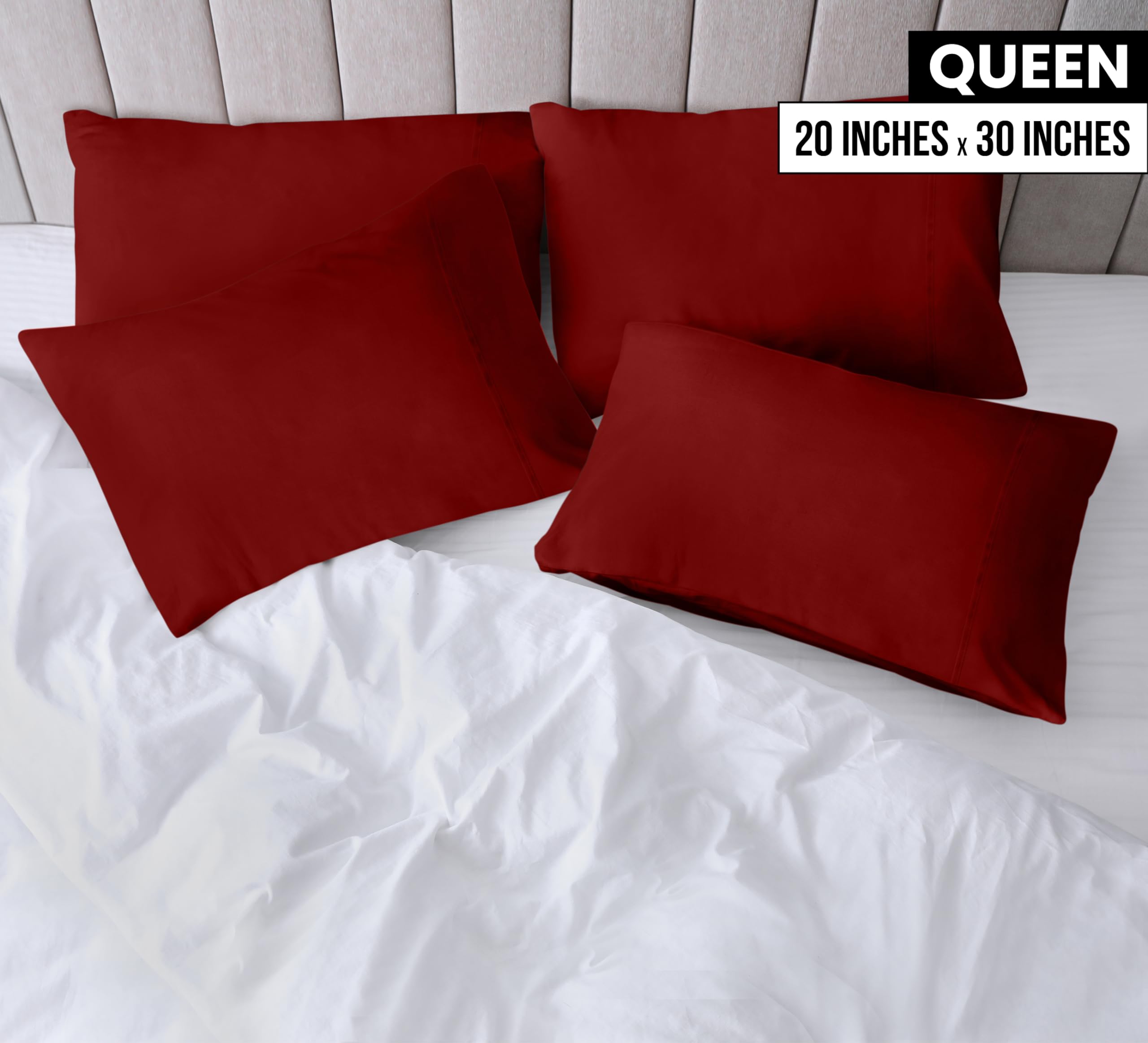 Foto 3 pulgar | Pack De 4 Fundas De Almohada Utopia Bedding Tamaño Queen, Color Rojo - Venta Internacional.