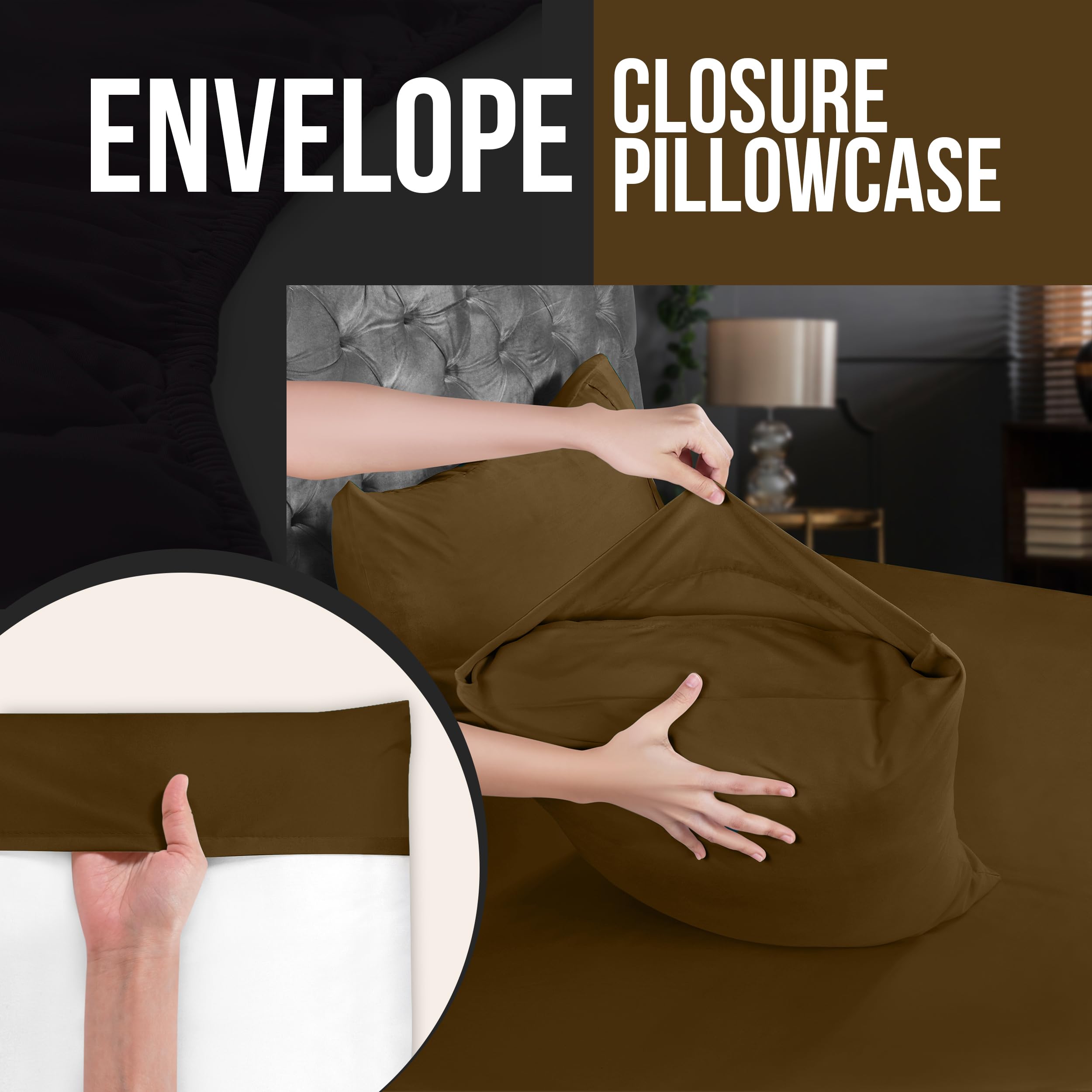 Foto 5 pulgar | Funda De Almohada Utopia Bedding Tamaño Queen, 20 X 30 Cm, Paquete De 4 Unidades, Color Moca - Venta Internacional.