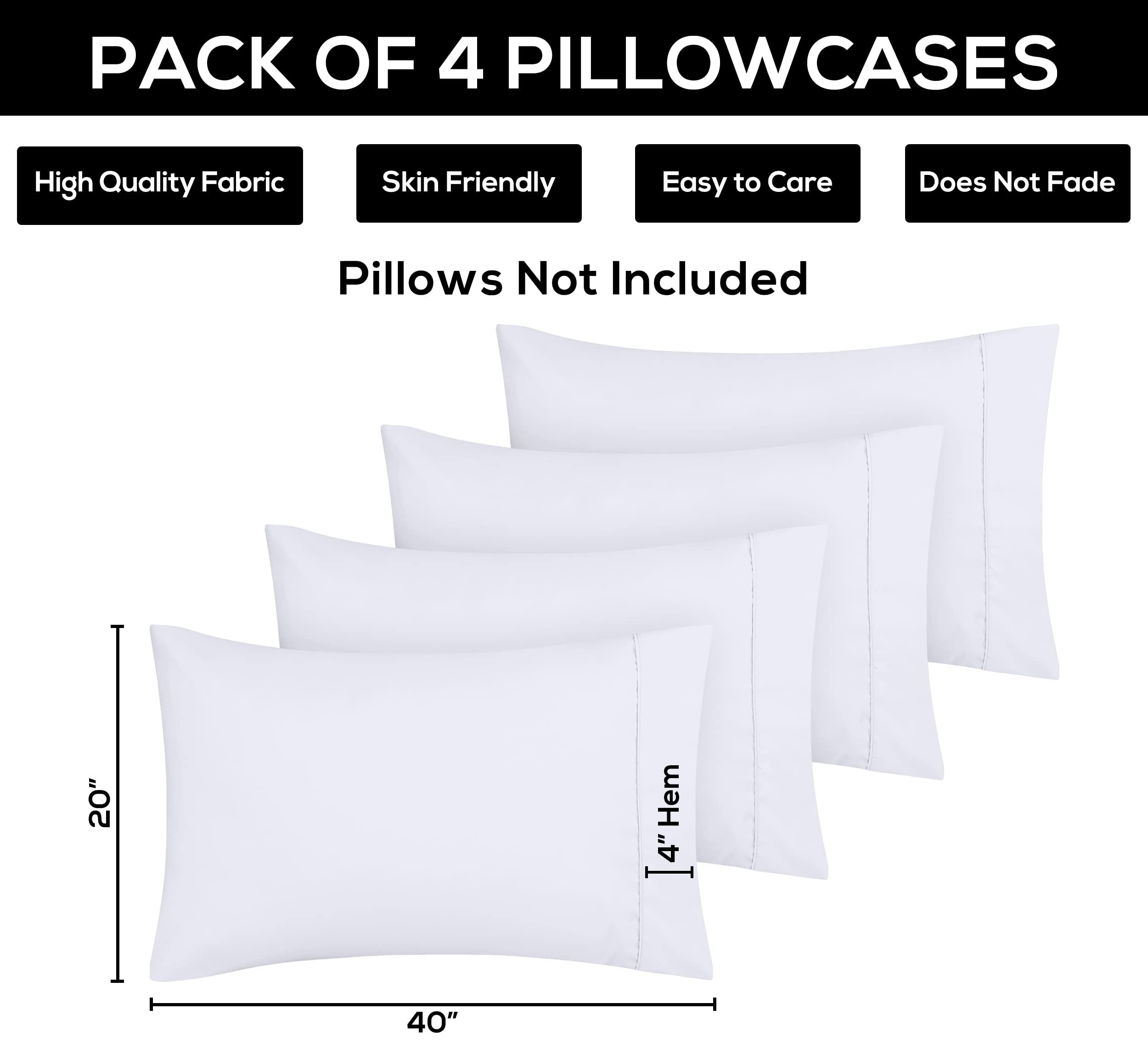 Foto 5 pulgar | Funda De Almohada Utopia Bedding Tamaño King, 20 X 40 Cm, Paquete De 4 Unidades, Color Blanco - Venta Internacional.