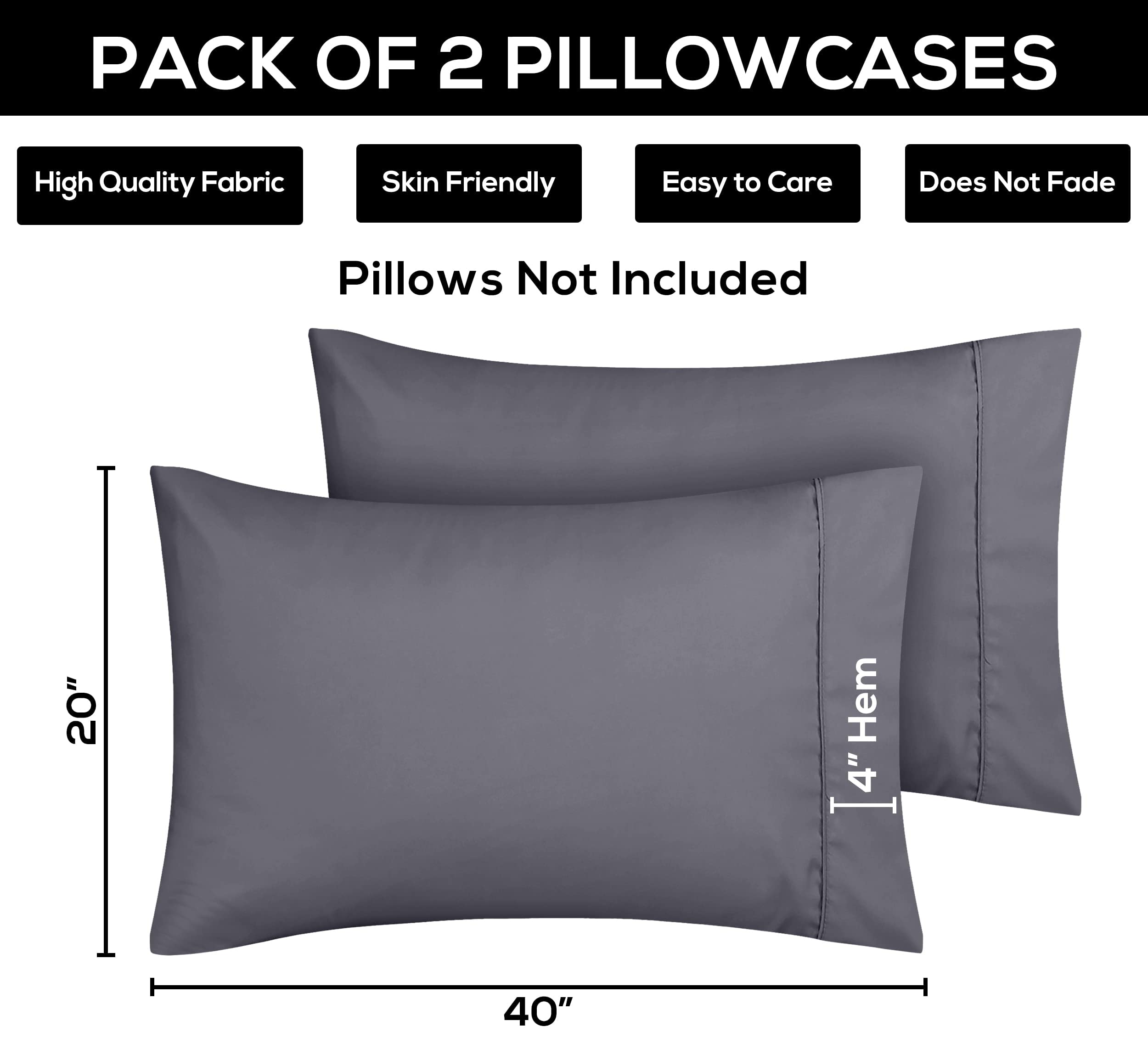 Foto 5 pulgar | Fundas De Almohada Utopia Bedding King De 50 X 100 Cm, 2 Unidades, Microfibra - Venta Internacional.