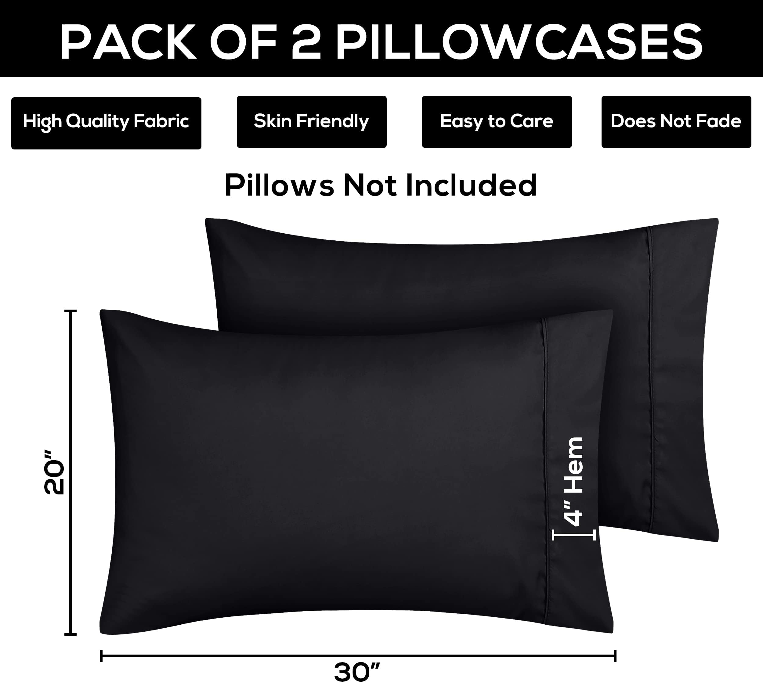 Foto 5 pulgar | Fundas De Almohada Utopia Bedding Standard, 20 X 26 Cm, 2 Unidades, Color Negro - Venta Internacional.