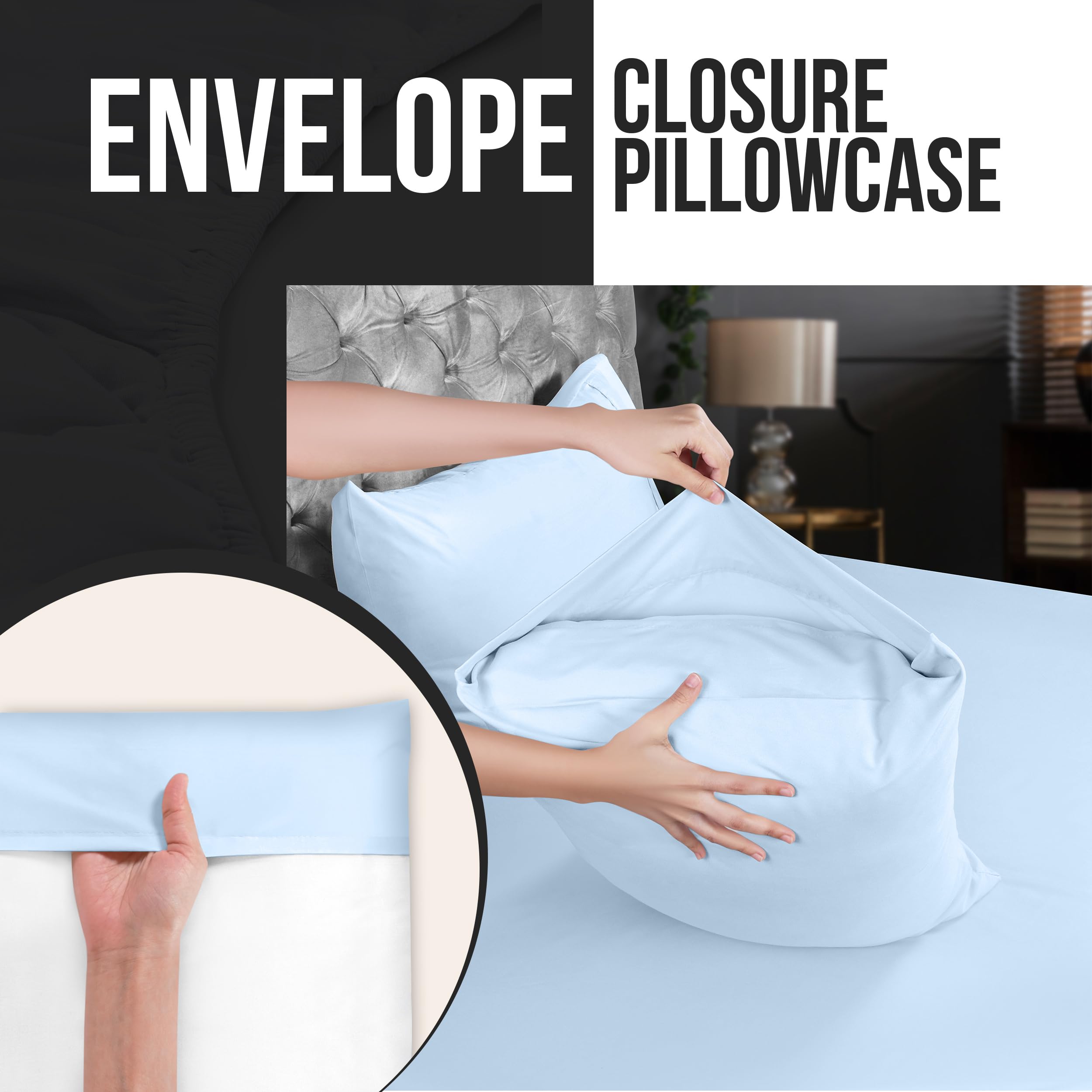 Foto 5 pulgar | Funda De Almohada Utopia Bedding Tamaño Queen, Paquete De 4 Unidades, Color Azul Hielo - Venta Internacional.
