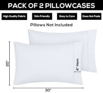 Foto 4 | Fundas De Almohada Utopia Bedding Queen, Paquete De 2 Unidades, 50 X 75 Cm, Color Blanco - Venta Internacional.
