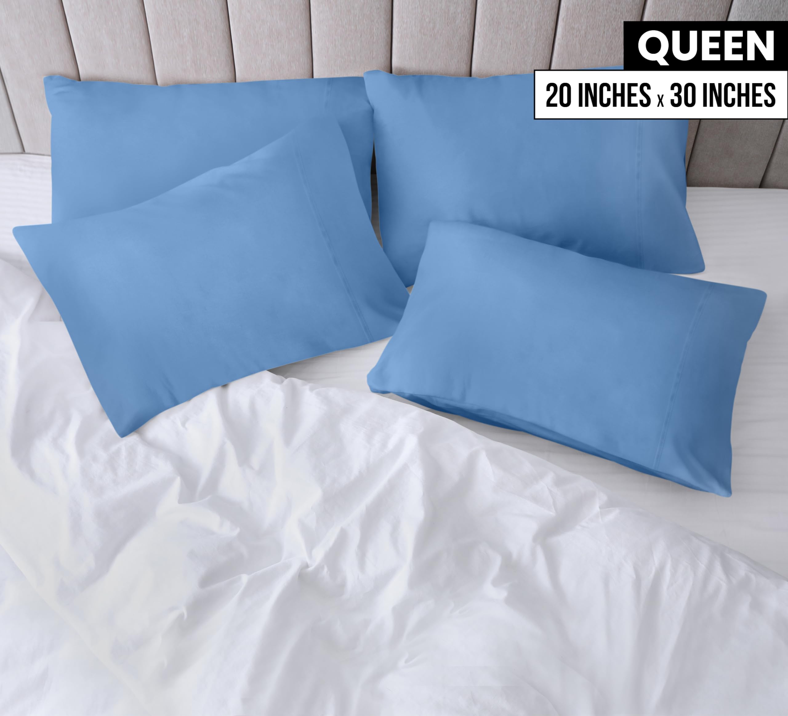 Foto 3 pulgar | Funda De Almohada Utopia Bedding Queen, Paquete De 4 Unidades, Microfibra, 50 X 75 Cm, Color Azul - Venta Internacional.