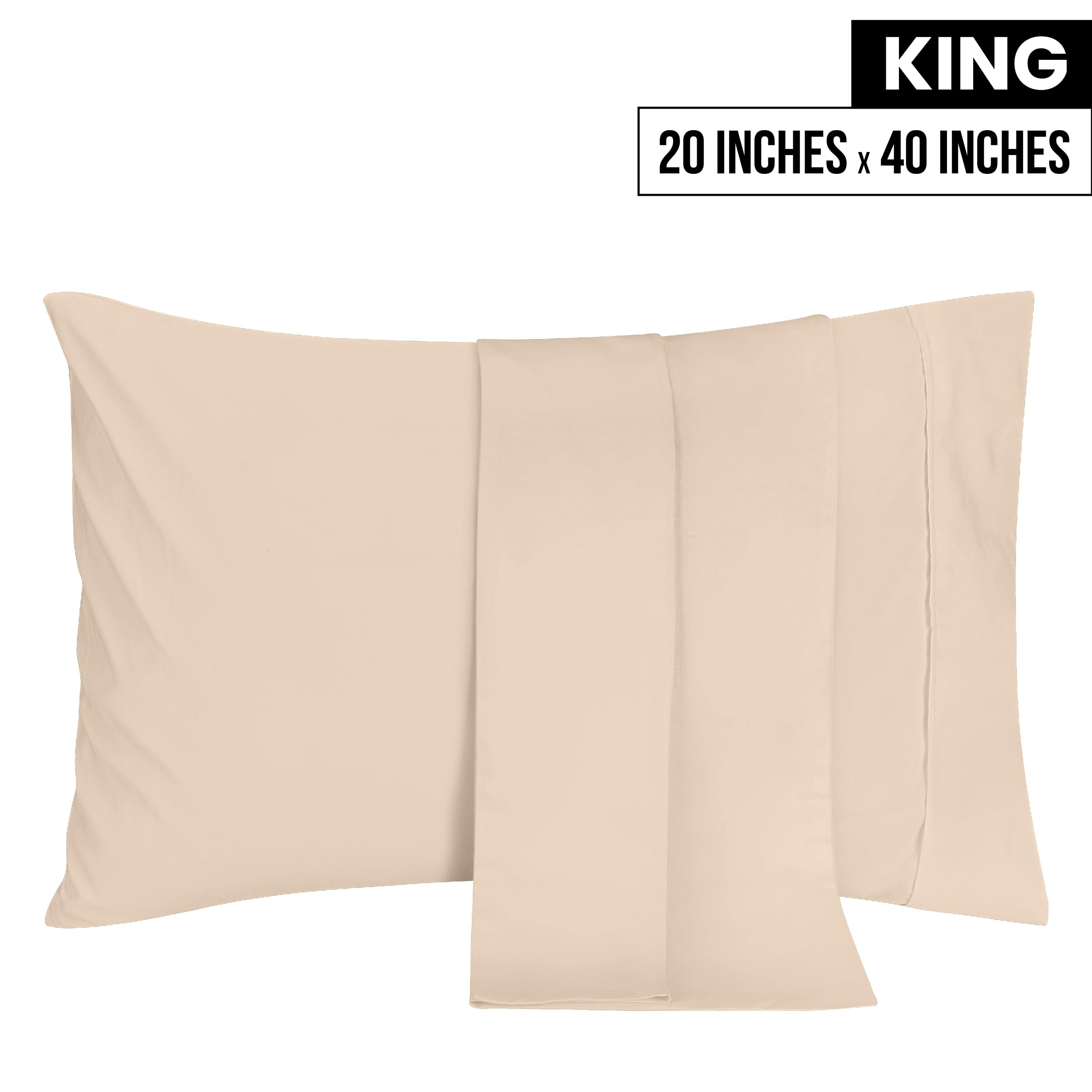 Foto 2 | Pack De 2 Fundas De Almohada Utopia Bedding King, 50 X 100 Cm, Color Beige - Venta Internacional.