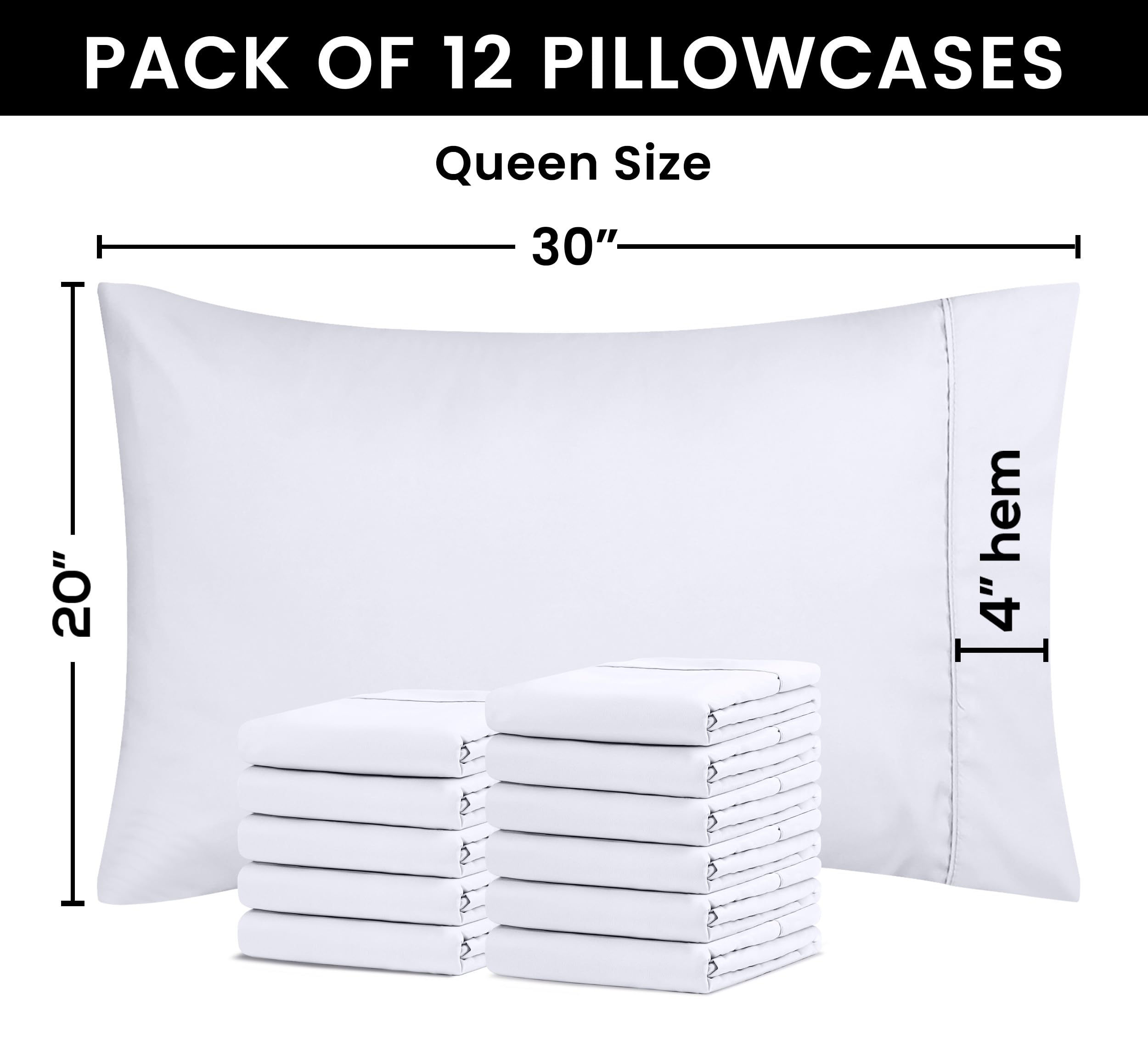 Foto 4 pulgar | Fundas De Almohada Utopia Bedding Tamaño Queen, 20 X 30 Cm, Paquete De 12 - Venta Internacional.