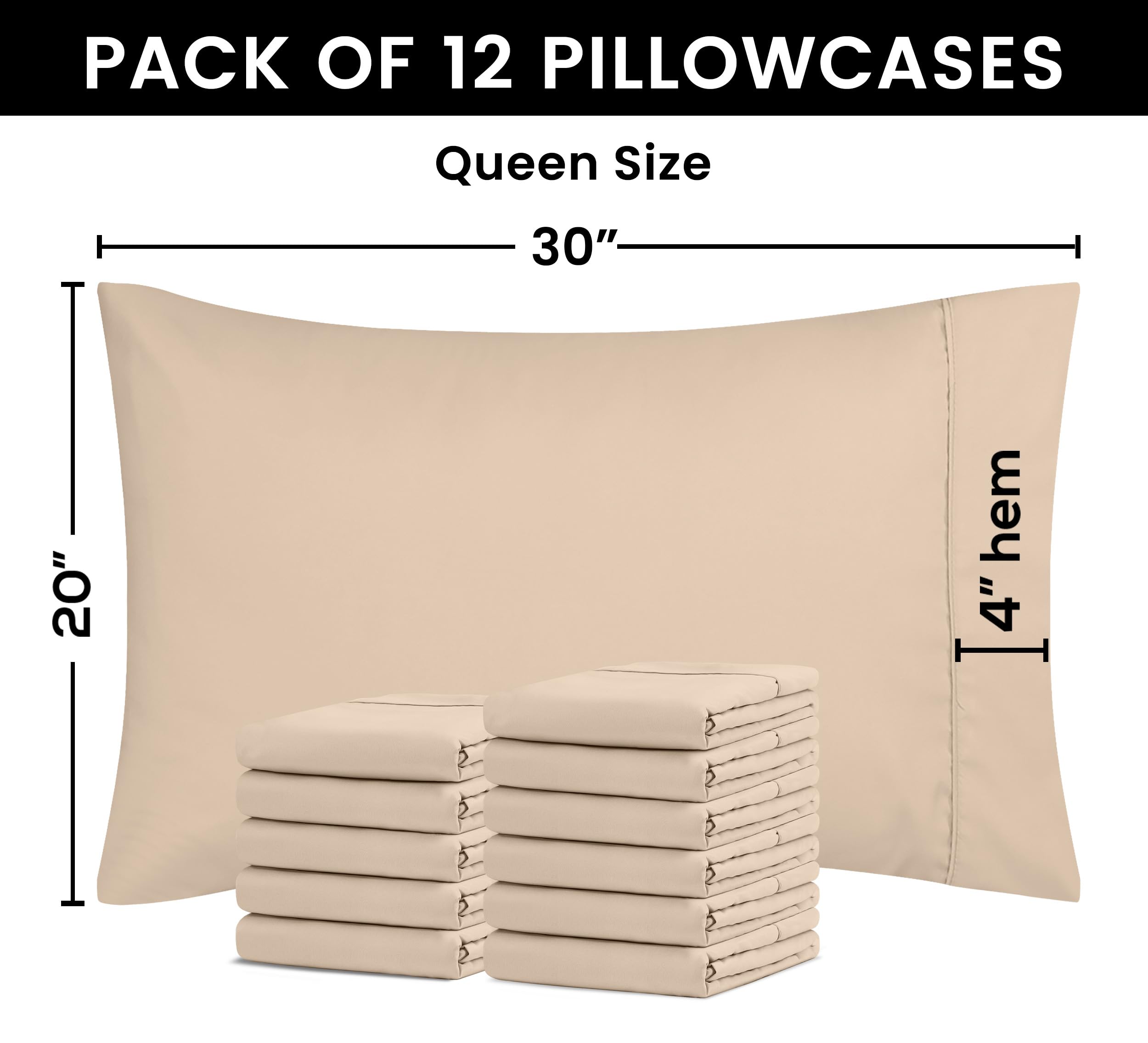 Foto 4 pulgar | Fundas De Almohada Utopia Bedding Tamaño Queen, 20 X 30 Cm, Paquete De 12 - Venta Internacional.