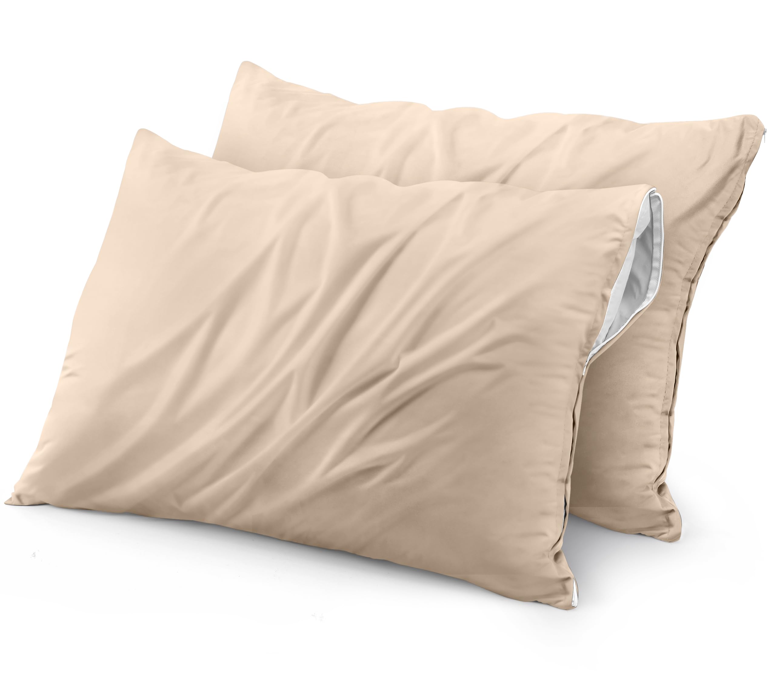 Protectores De Almohada Utopia Bedding Impermeables (paquete De 2), Color Beige - Venta Internacional.