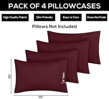 Foto 3 | Fundas De Almohada Utopia Bedding, Tamaño Estándar, 20 X 26 Pulgadas, Paquete De 4 - Venta Internacional.