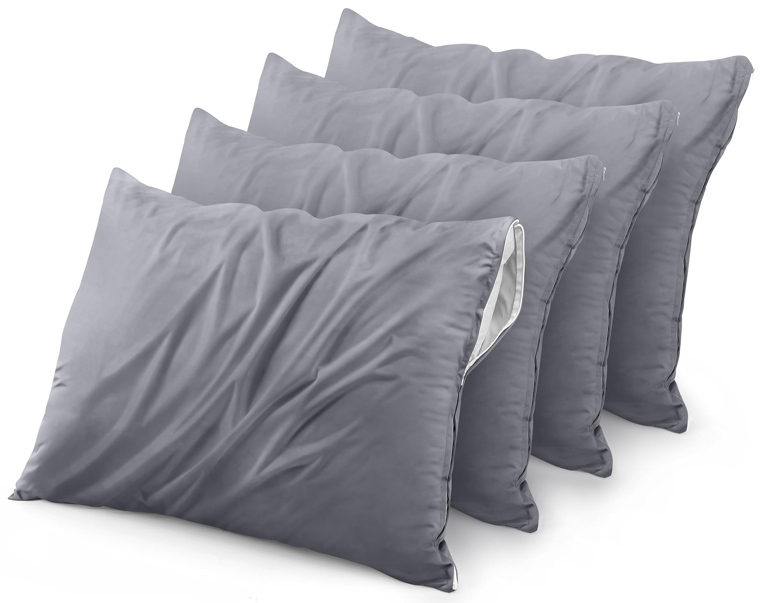 Protectores De Almohada Utopia Bedding, Impermeables, Tamaño King X4, Color Gris - Venta Internacional.