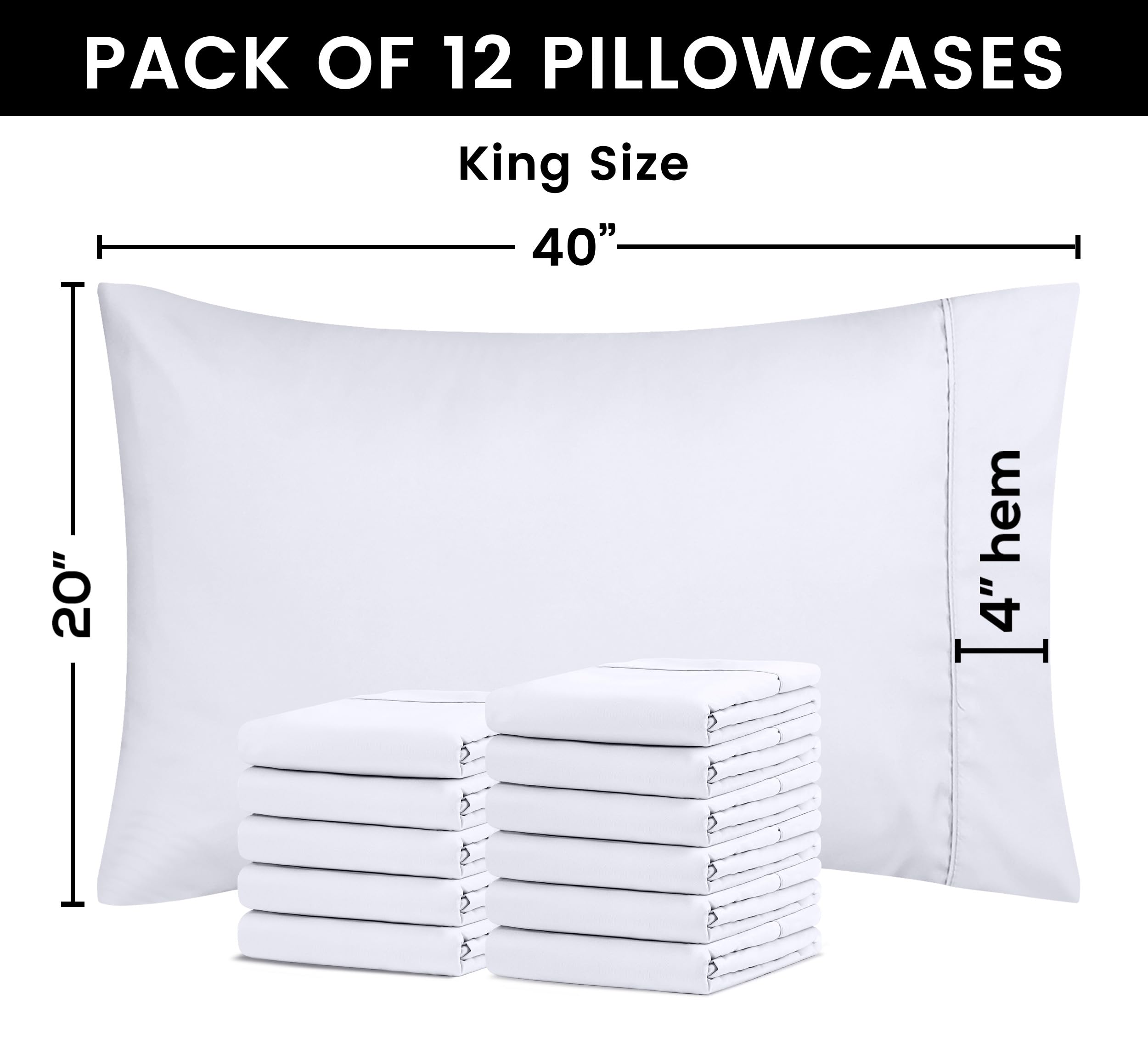 Foto 4 pulgar | Fundas De Almohada Utopia Bedding Tamaño King, 20 X 40 Cm, Paquete De 12 - Venta Internacional.