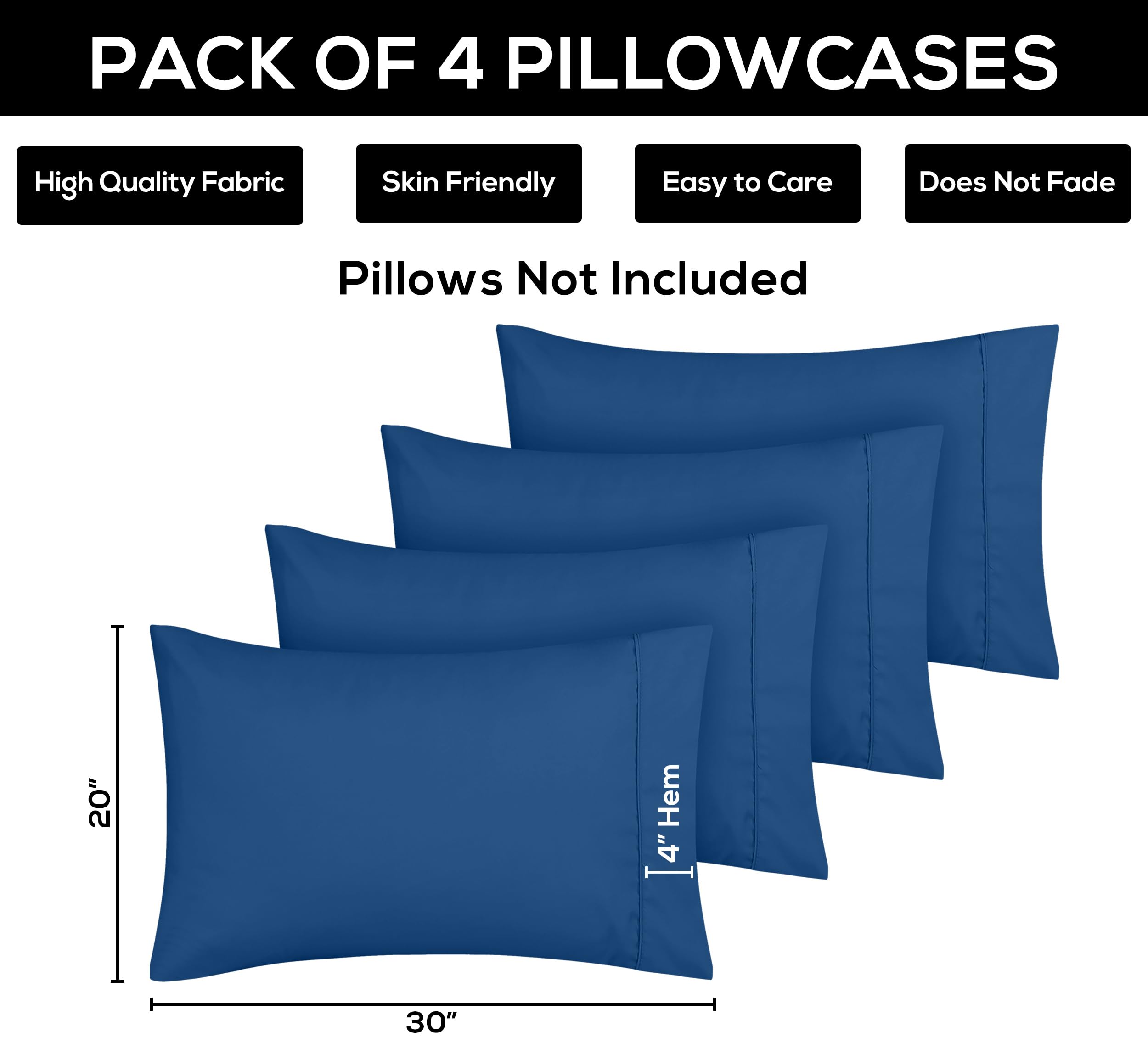 Foto 4 pulgar | Funda De Almohada Utopia Bedding Queen, Paquete De 4 Unidades, Microfibra, 50 X 75 Cm - Venta Internacional.